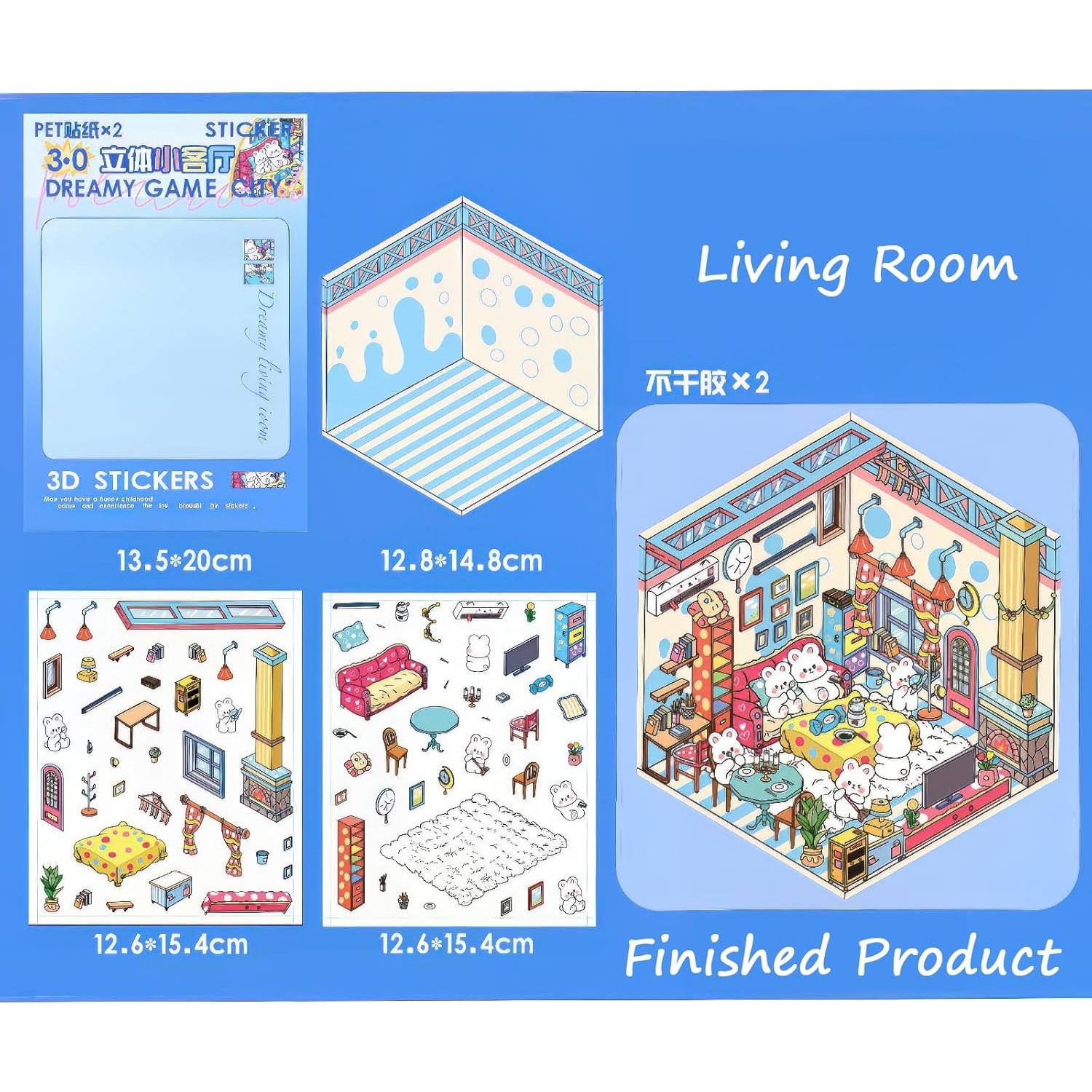 Pegatinas 3D EUTVIBRP para Manualidades - 4 Escenas Isométricas