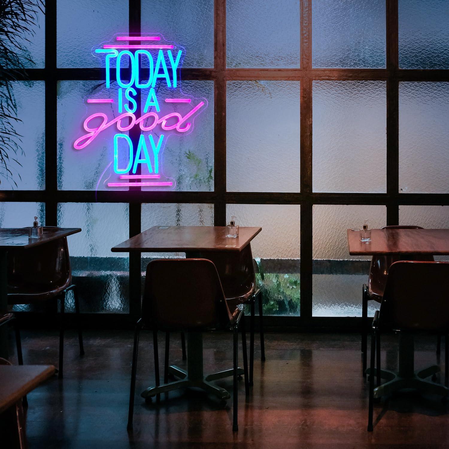 Letrero Neón Hoy Es Un Buen Día GNVETZLL 36x31.5cm USB