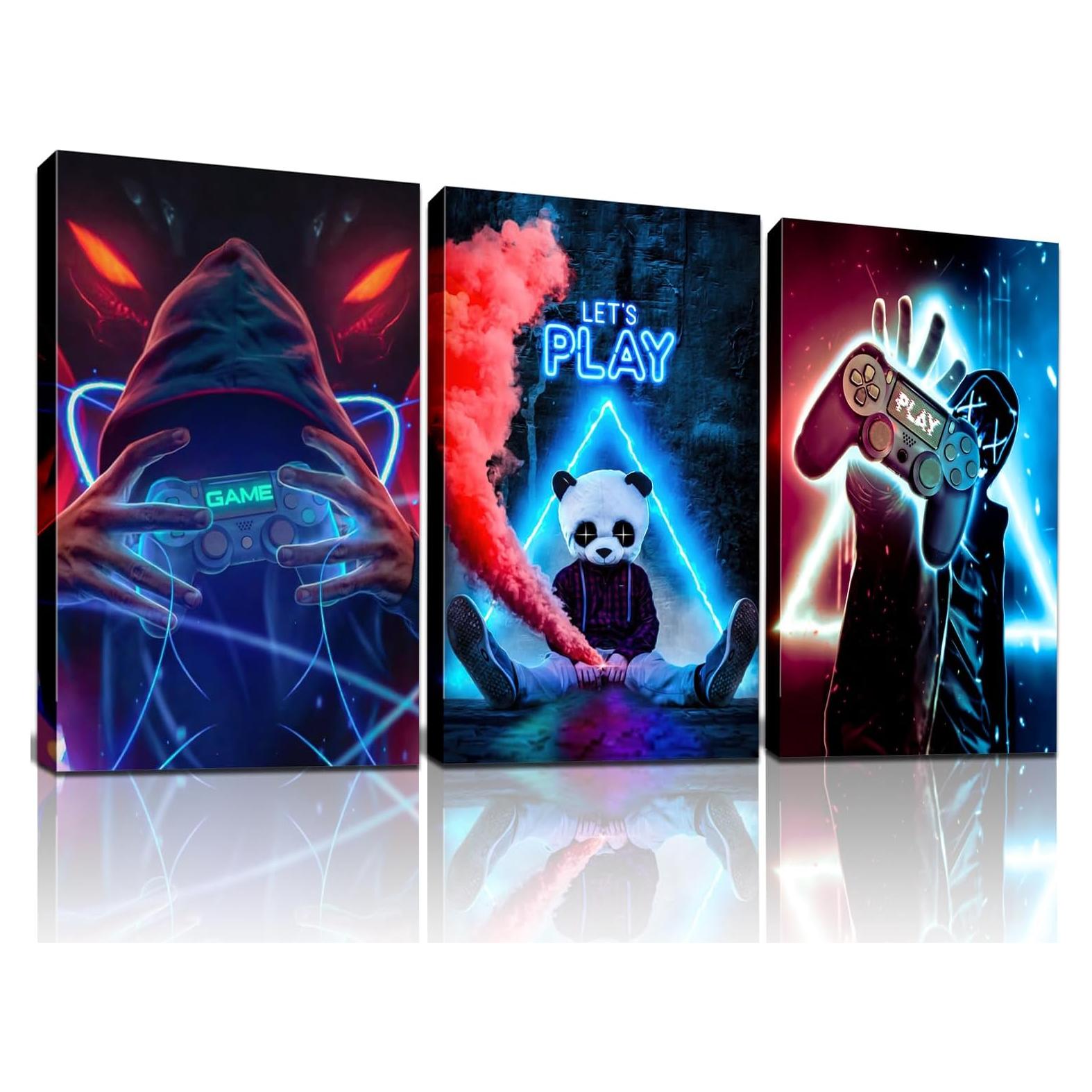Arte de Pared Enmarcado 3 Piezas Videojuegos NCYEL 30.48x40.64cm