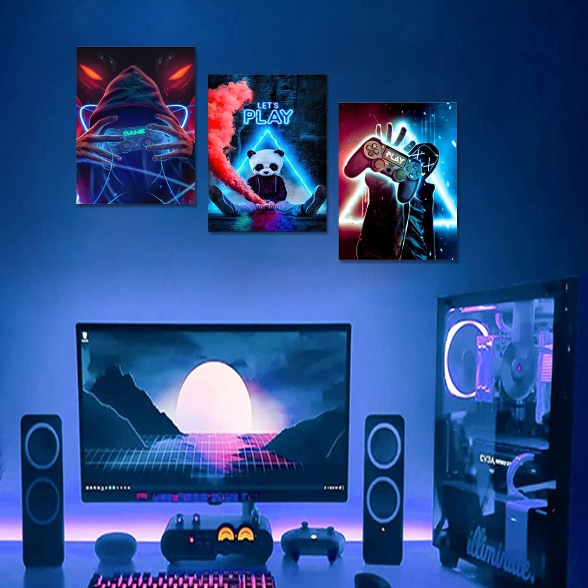 Arte de Pared Enmarcado 3 Piezas Videojuegos NCYEL 30.48x40.64cm