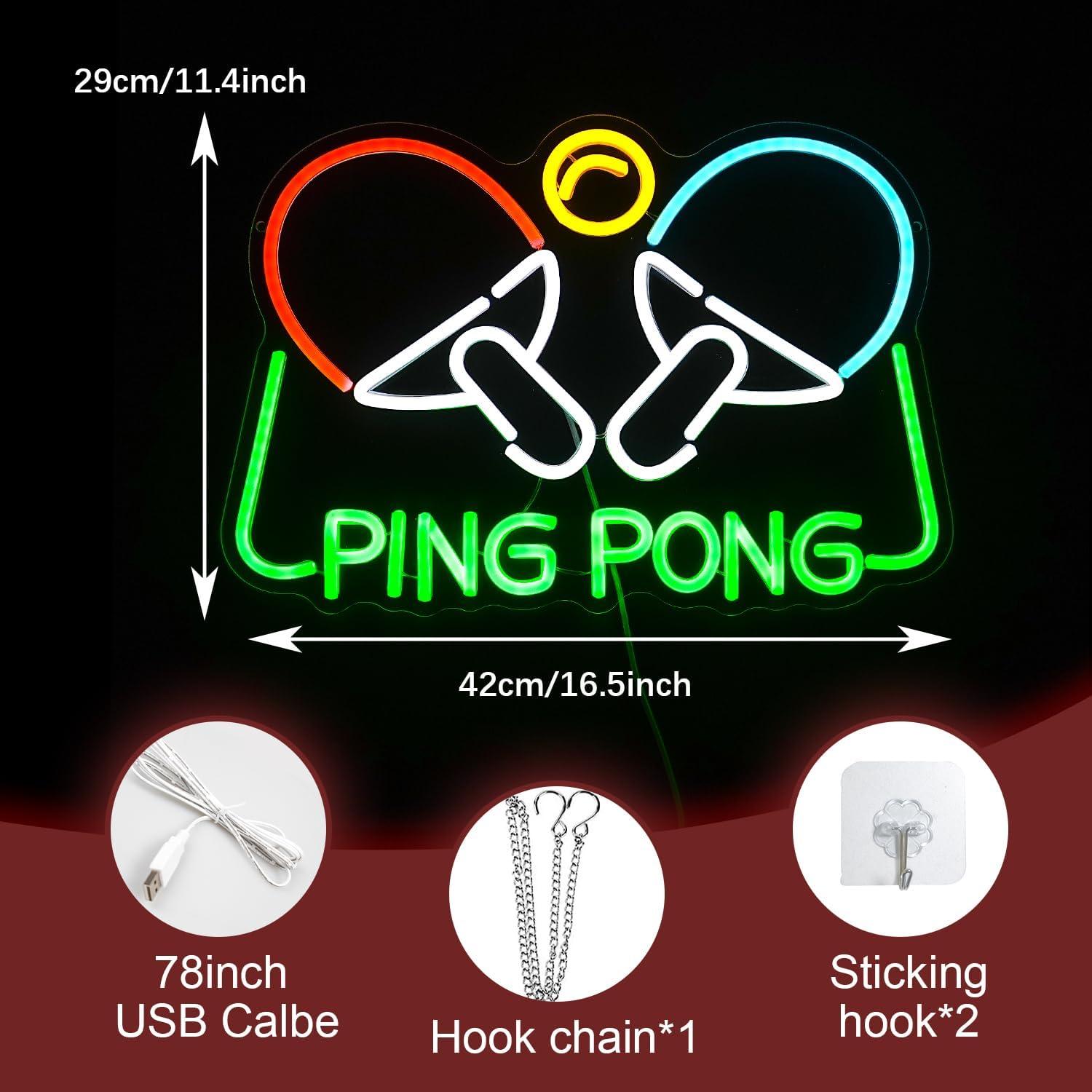 Luz de Neón LED Ping Pong LIUOZHTEA 42x29 cm Regulable USB