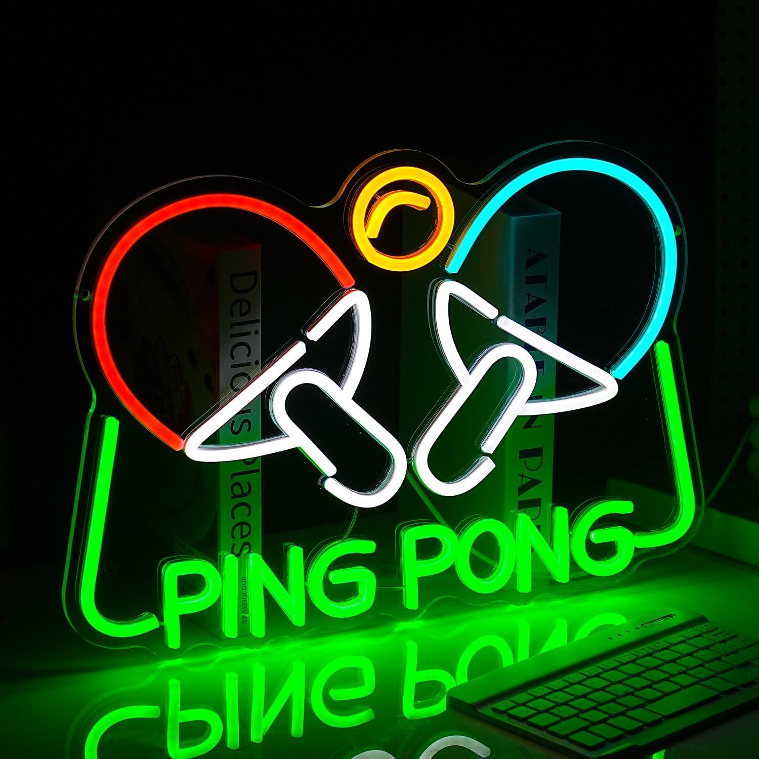 Luz de Neón LED Ping Pong LIUOZHTEA 42x29 cm Regulable USB