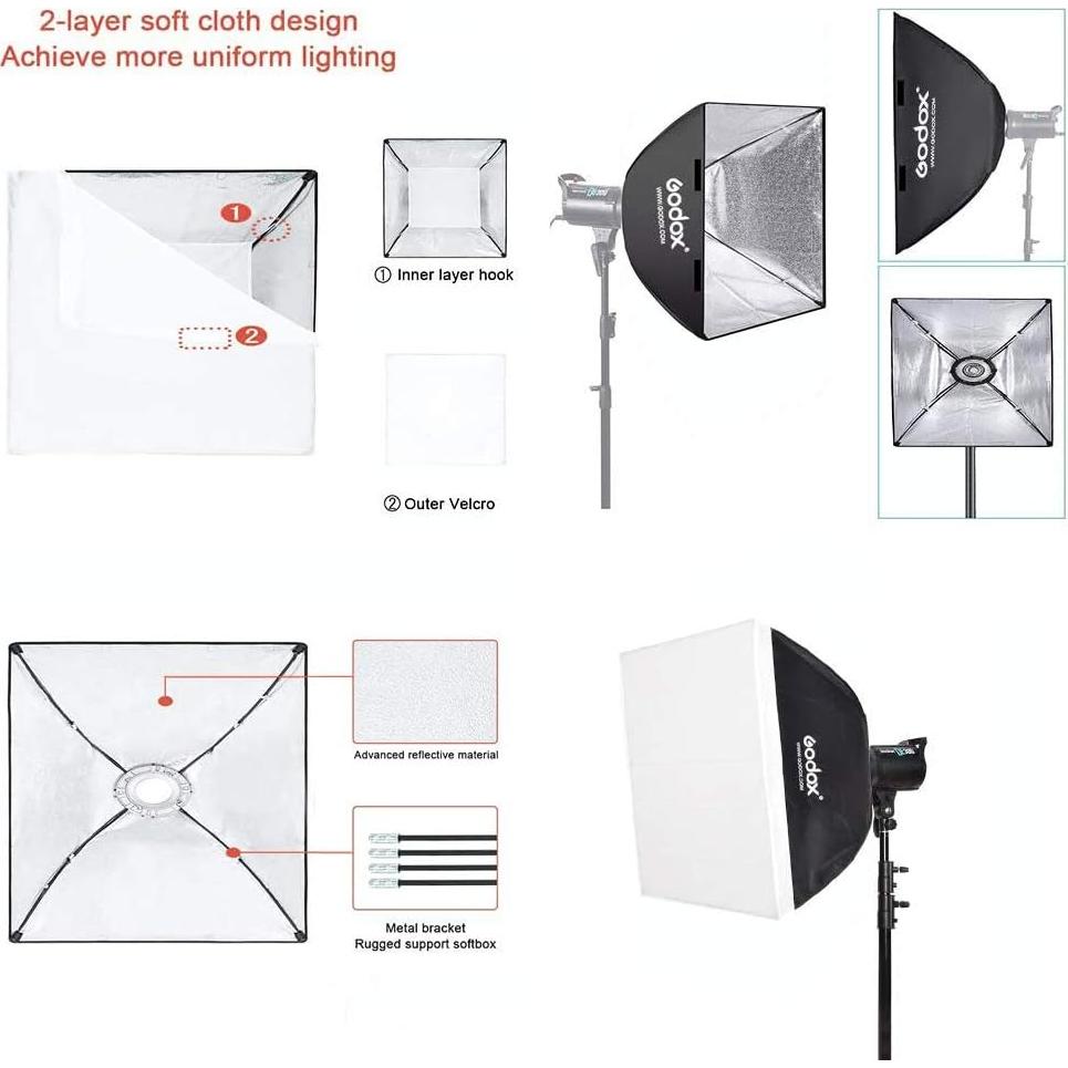 Softbox Rectangular Godox 60x60cm Bowens para Estudio