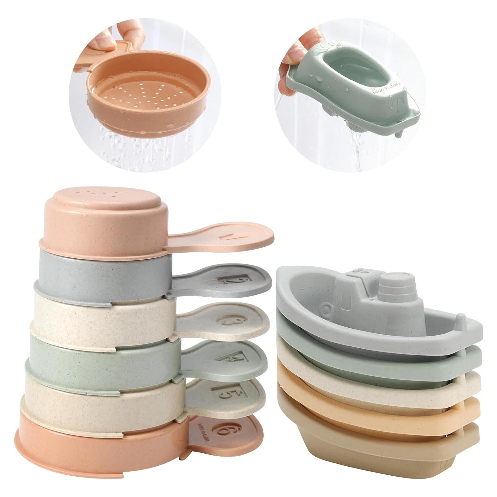 Juguetes de baño KODGEUSM 11 piezas barcos y cucharas