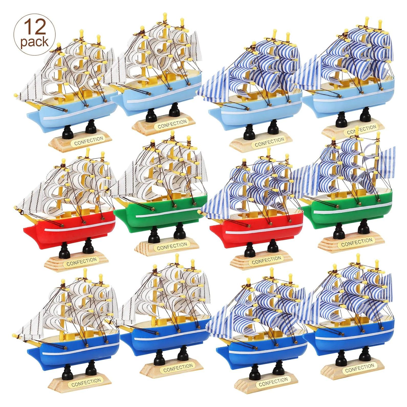 Modelo de Barco de Vela Decorativo Blulu - 12 Piezas Vintage