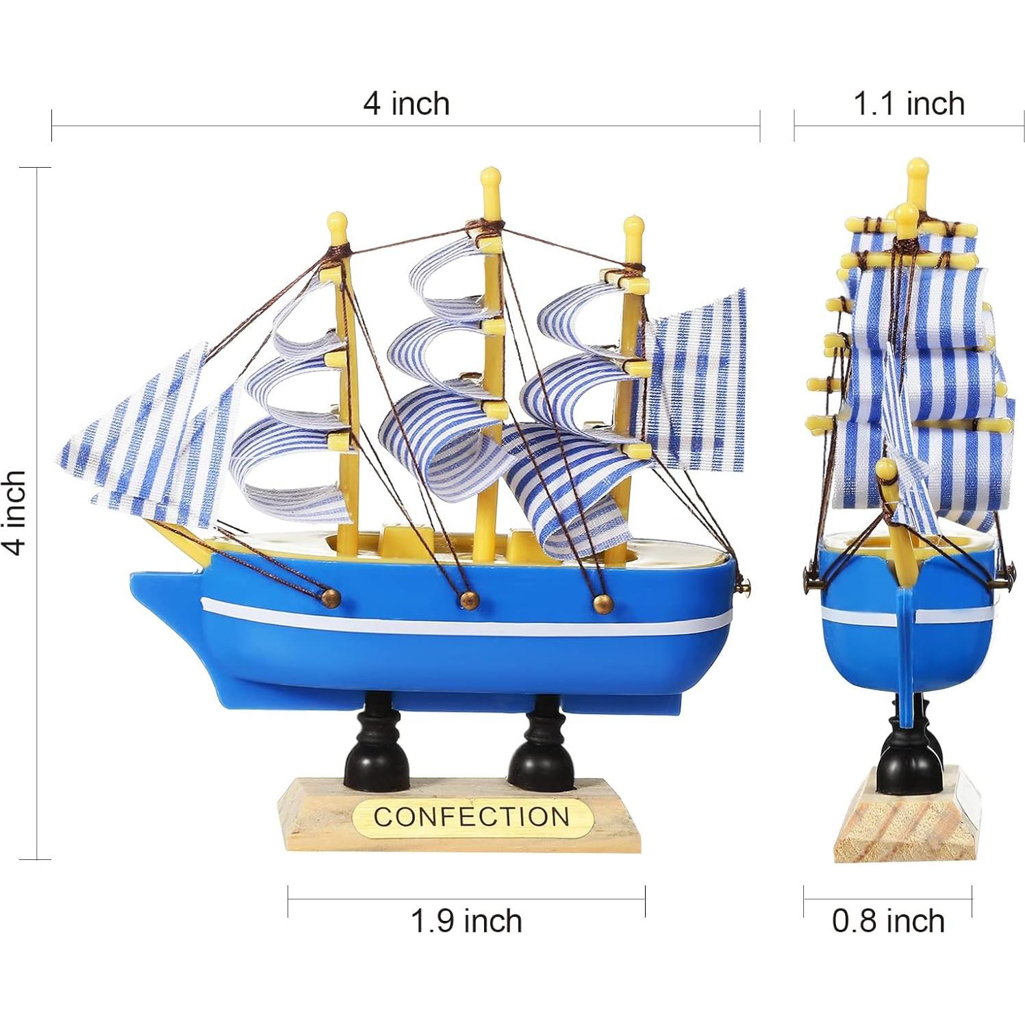 Modelo de Barco de Vela Decorativo Blulu - 12 Piezas Vintage