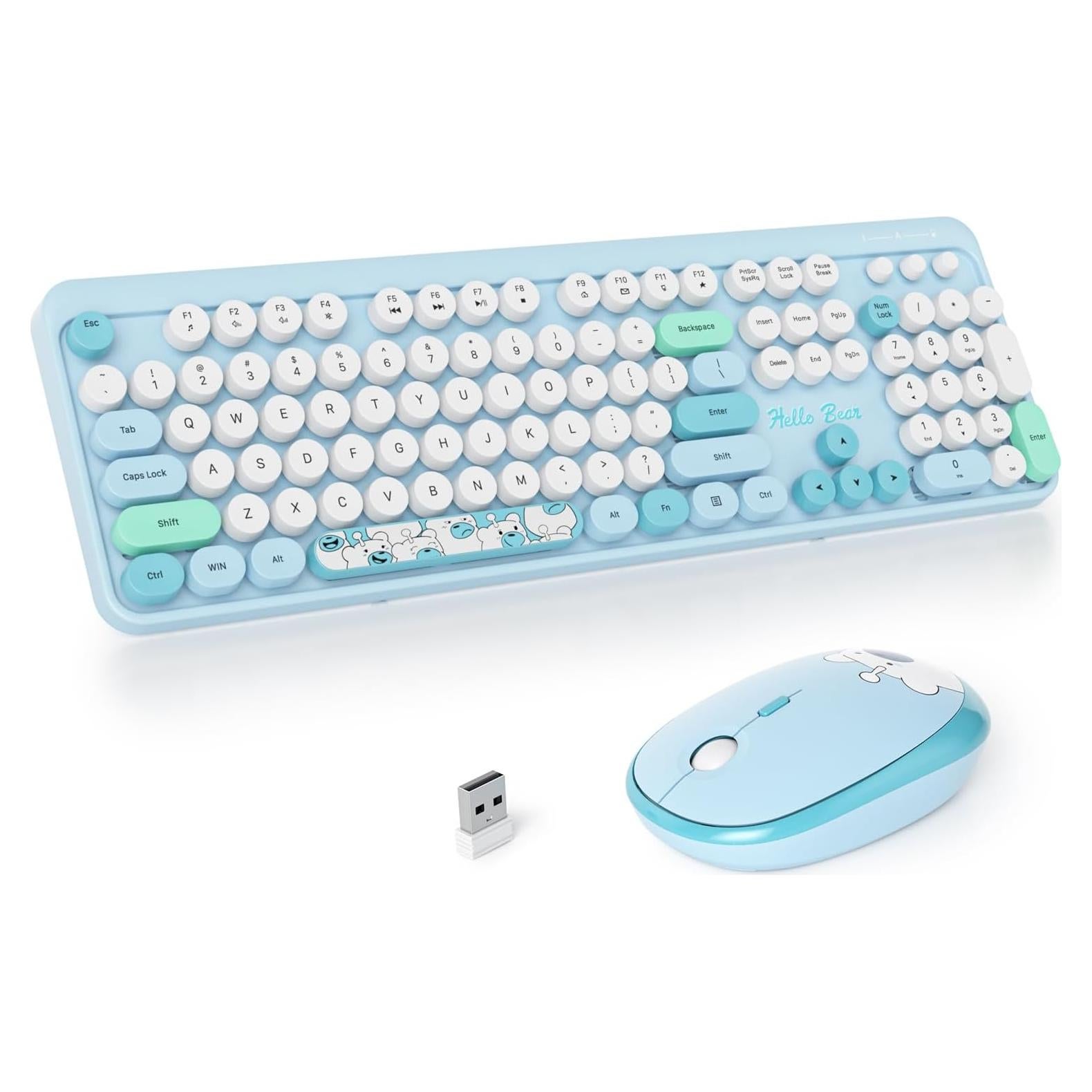 Combo Teclado y Ratón Inalámbrico Fogruaden Azul 104 Teclas