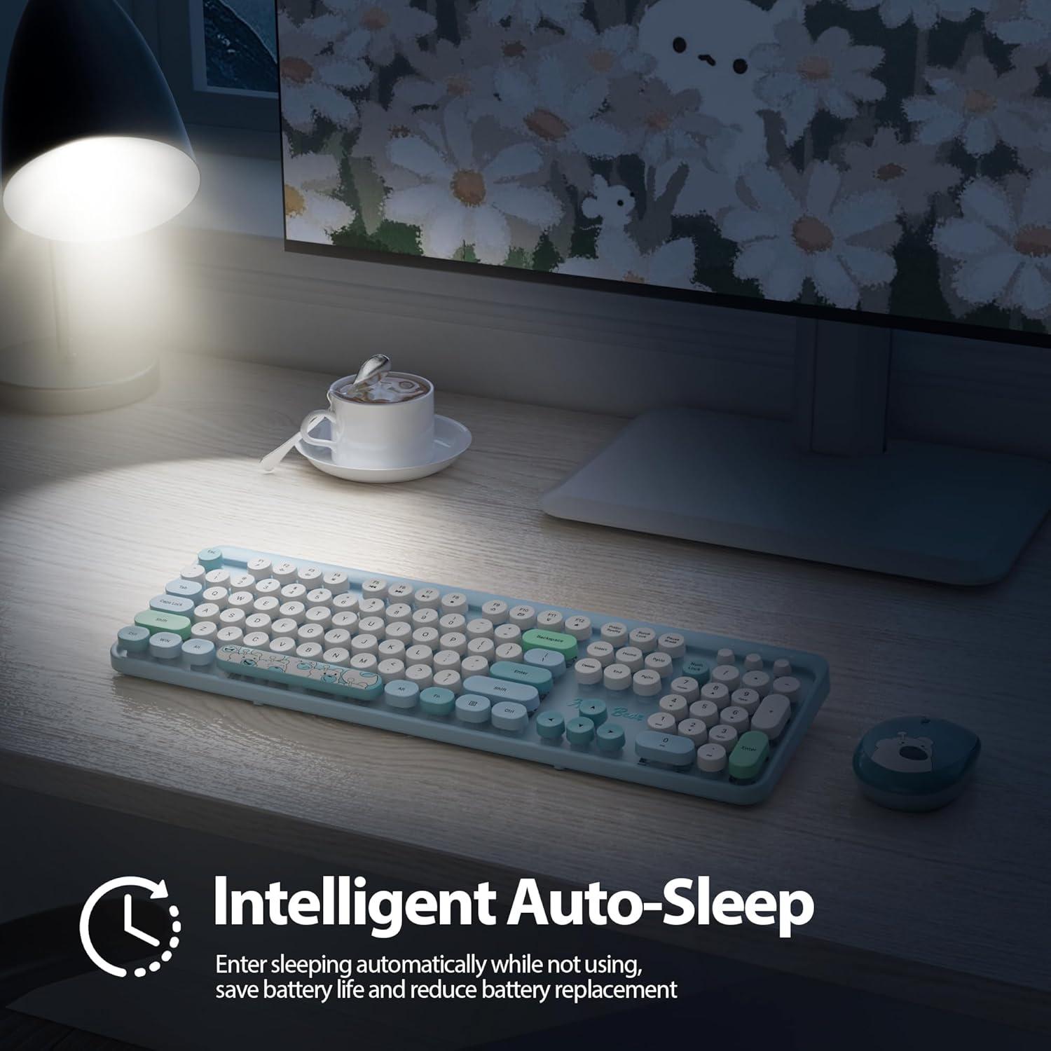 Combo Teclado y Ratón Inalámbrico Fogruaden Azul 104 Teclas