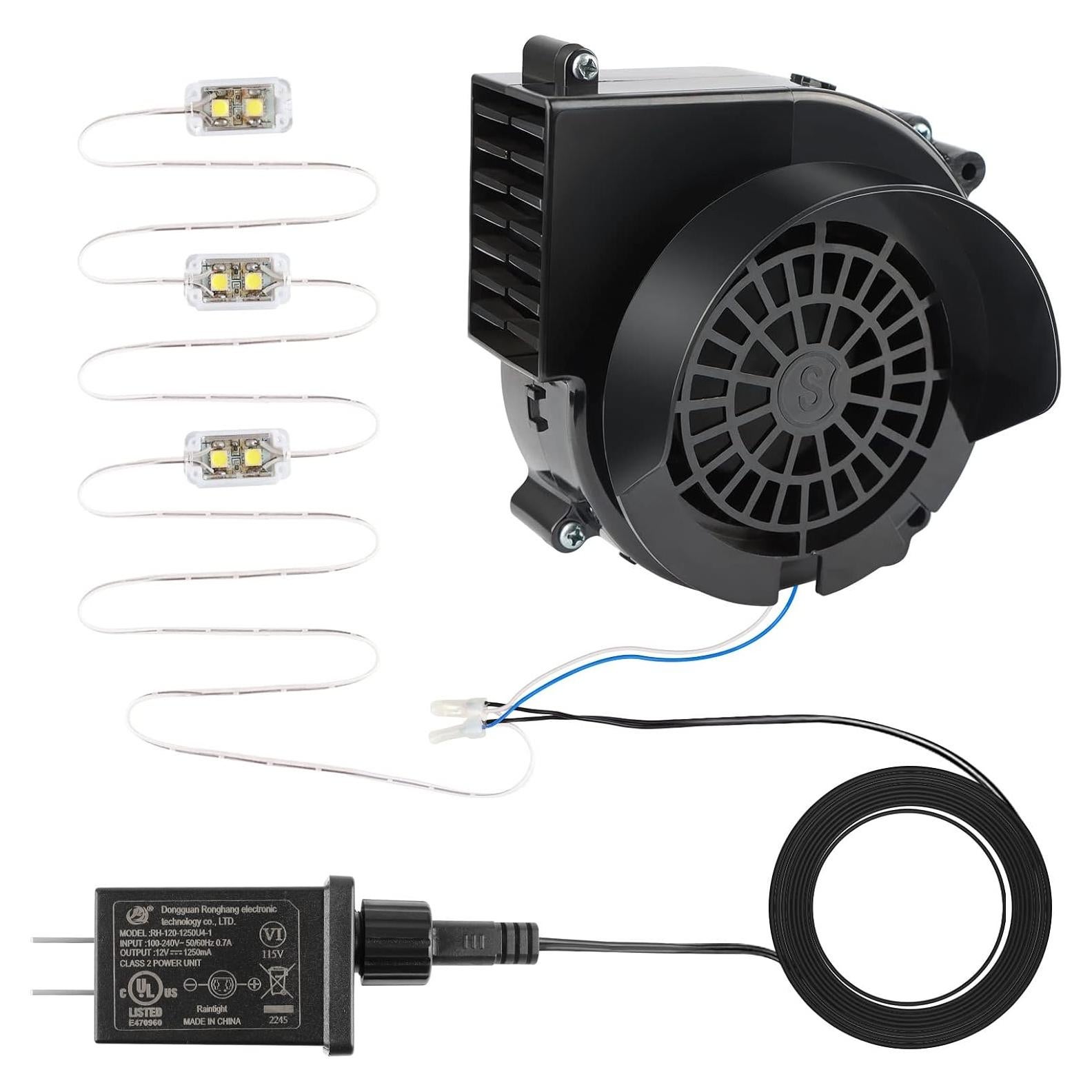 Ventilador de Aire Inflable Kalolary 12V 1A con 3 Luces LED