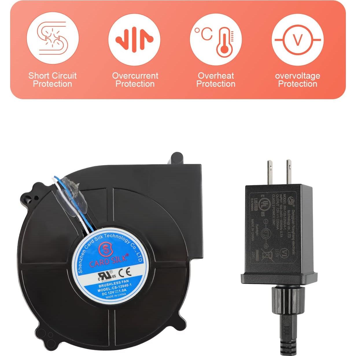 Ventilador de Aire Inflable Kalolary 12V 1A con 3 Luces LED