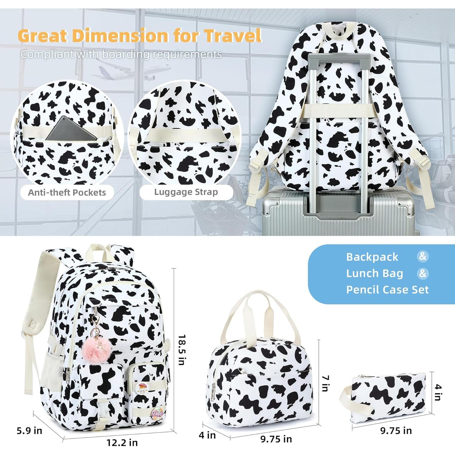 Set de Mochilas Hidds para Niñas 3 PCS con Caja de Almuerzo