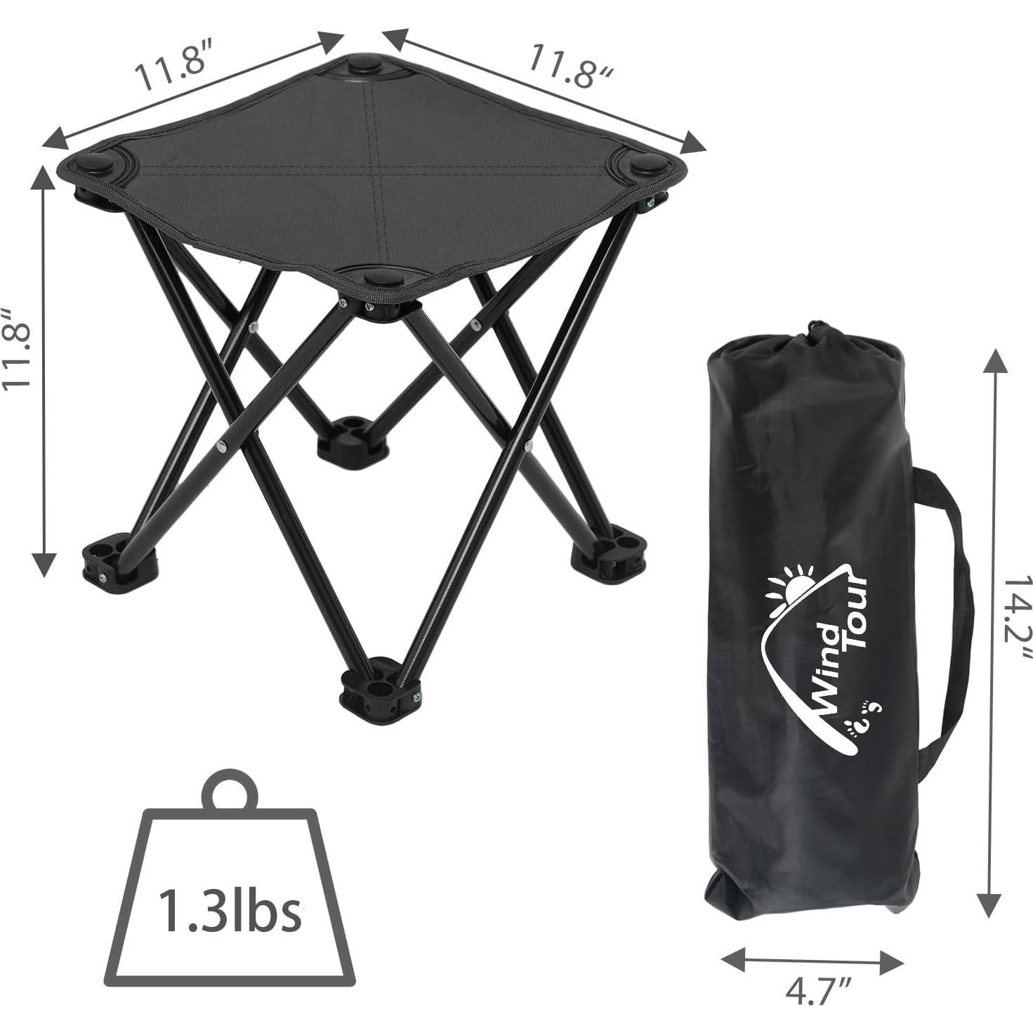 Silla de Camping Plegable Wind Tour Negra 0.68 kg 30x30x30 cm