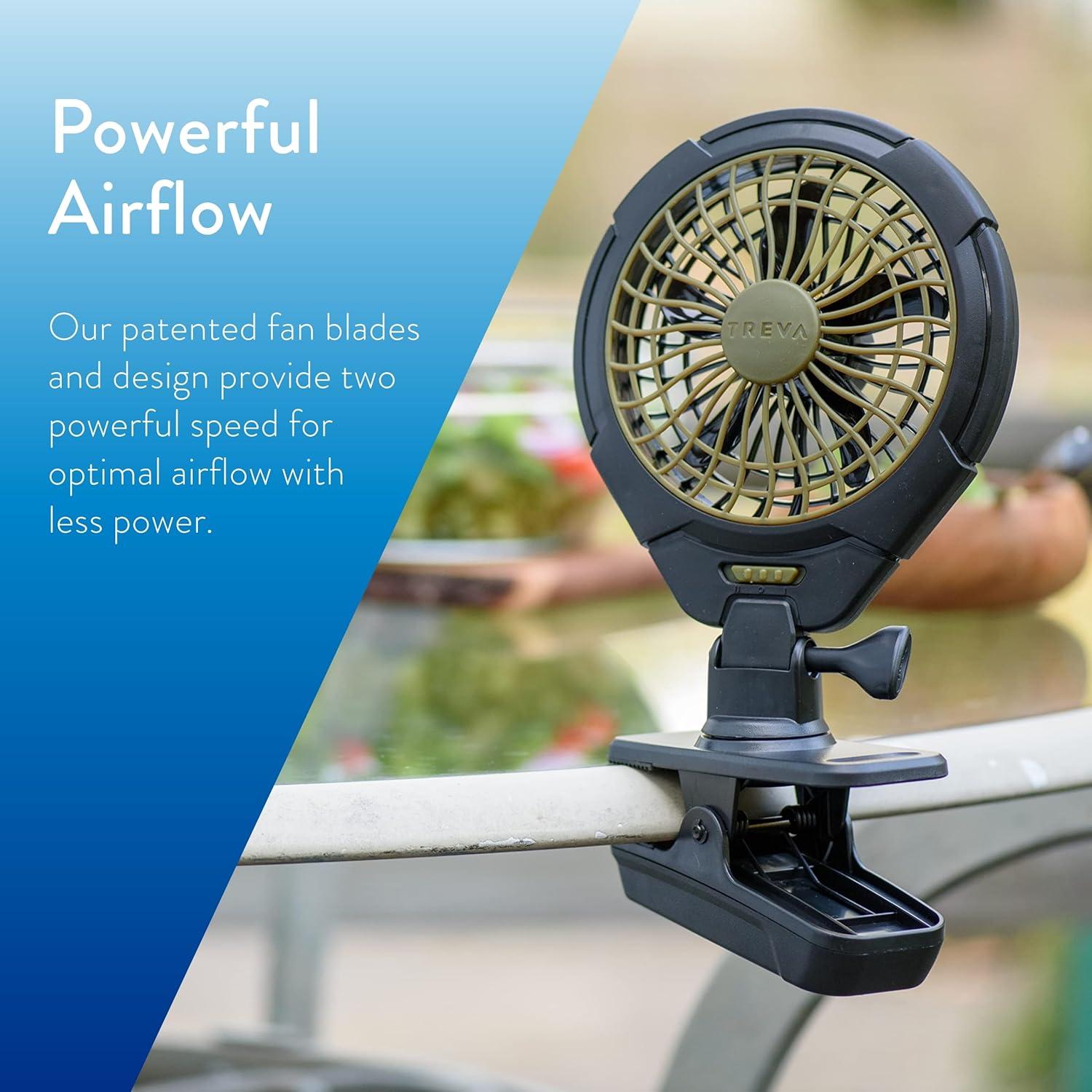 Ventilador Clip Portátil Treva 5" Batería Recargable Caqui