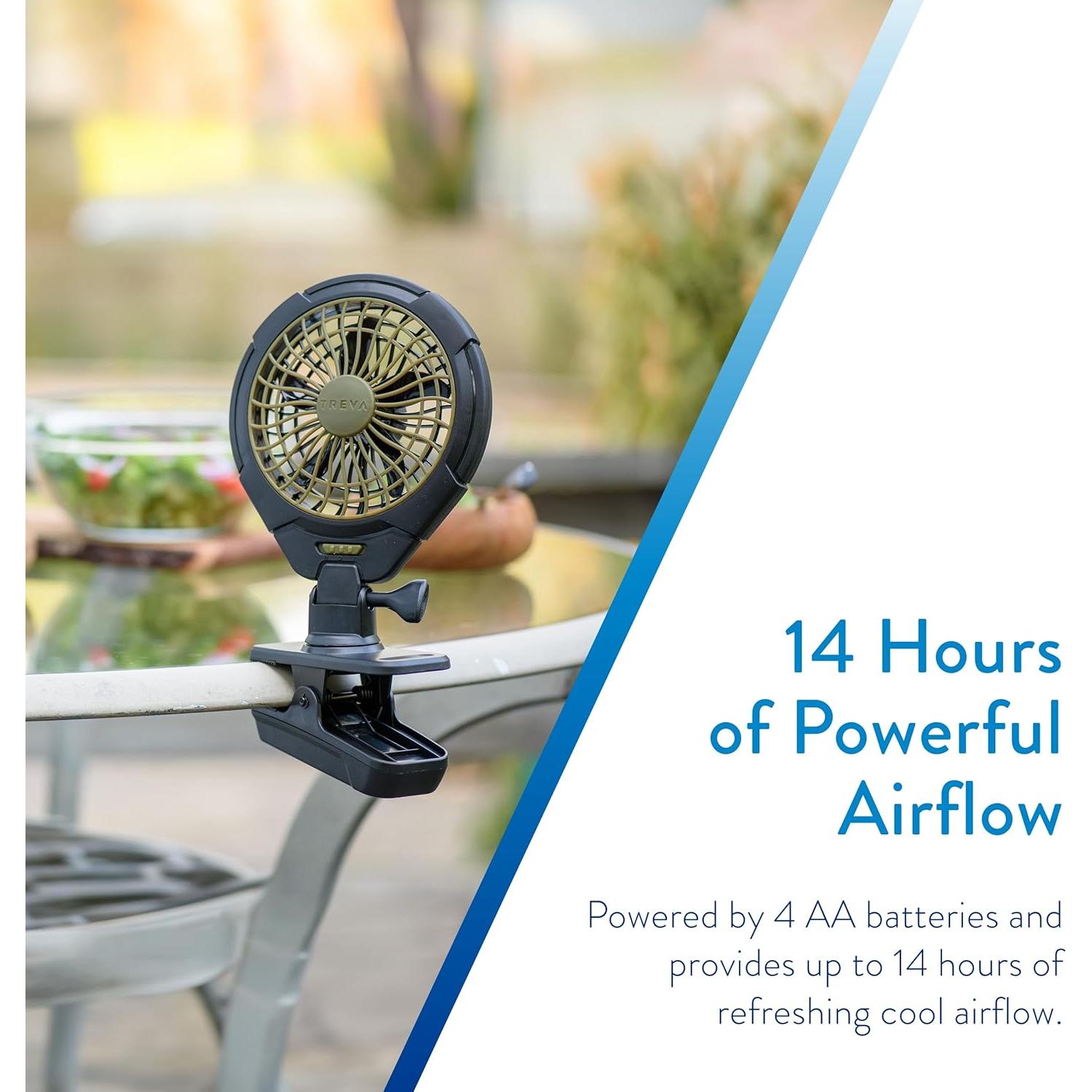 Ventilador Clip Portátil Treva 5" Batería Recargable Caqui