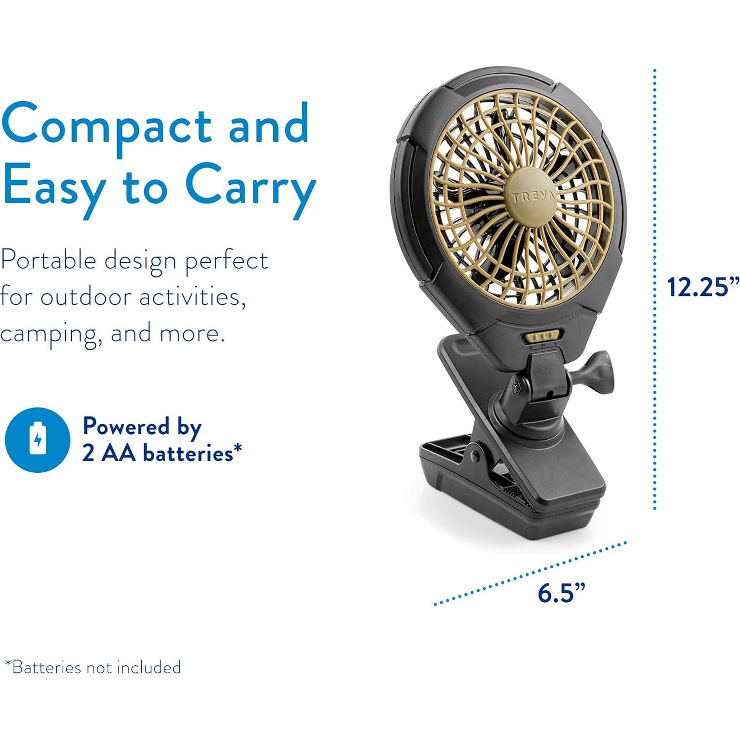 Ventilador Clip Portátil Treva 5" Batería Recargable Caqui