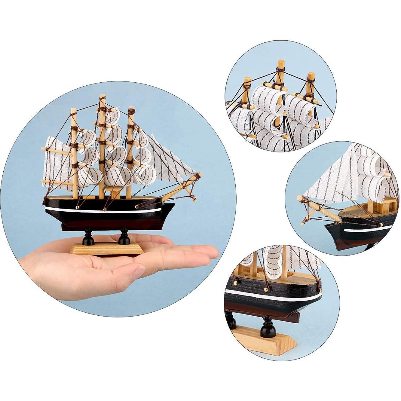Barco de Vela de Madera Dedoot Paquete de 6 Decoración Náutica