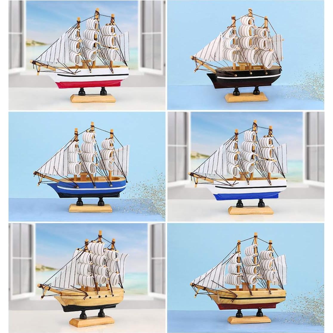 Barco de Vela de Madera Dedoot Paquete de 6 Decoración Náutica