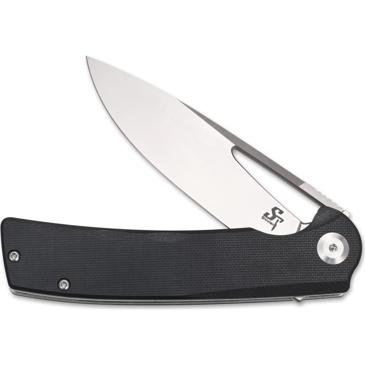 Cuchillo Plegable Sitivien ST126 Negro, Hoja D2 9 cm, Mango G10