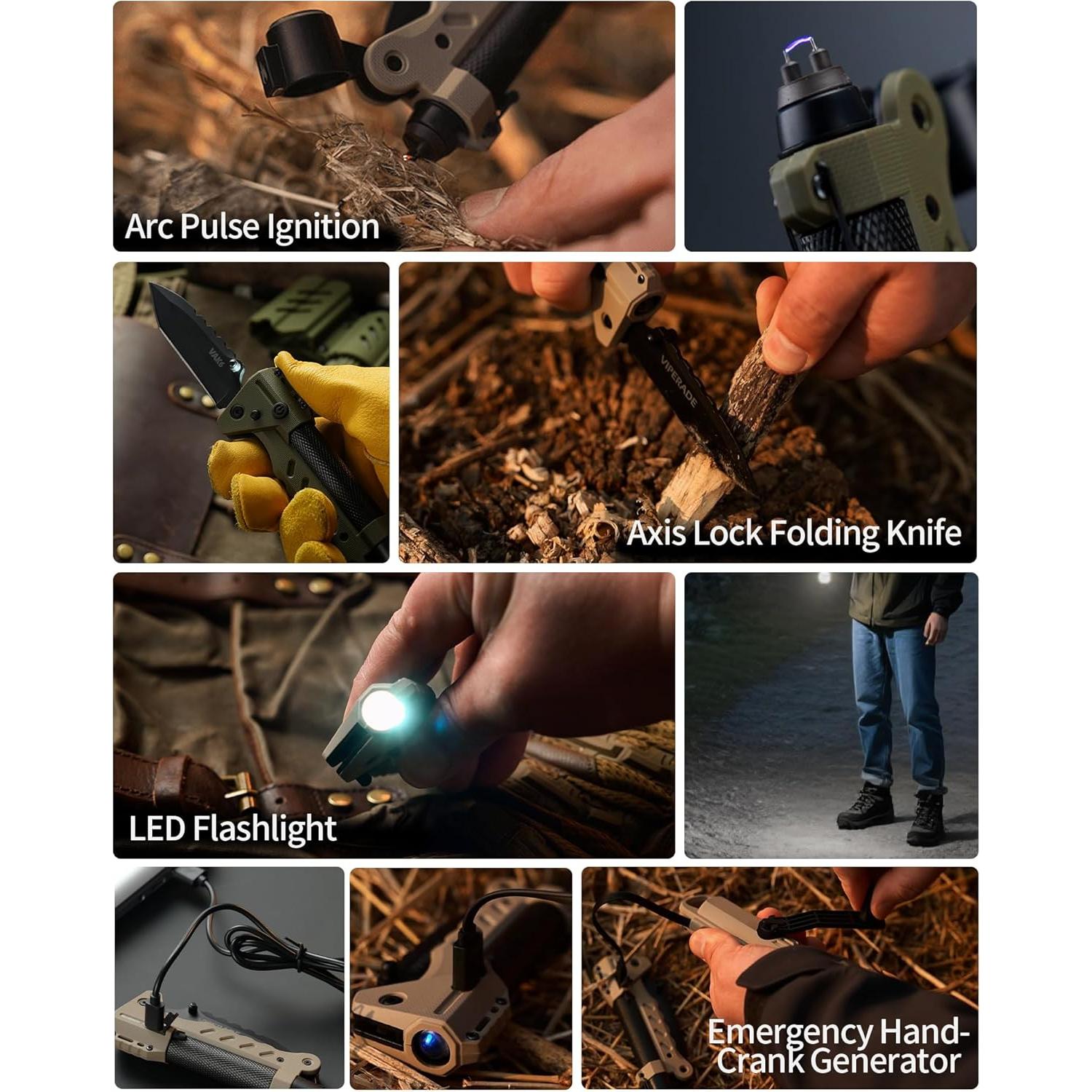 VIPERADE VAK6 Multitool de Supervivencia con Linterna LED