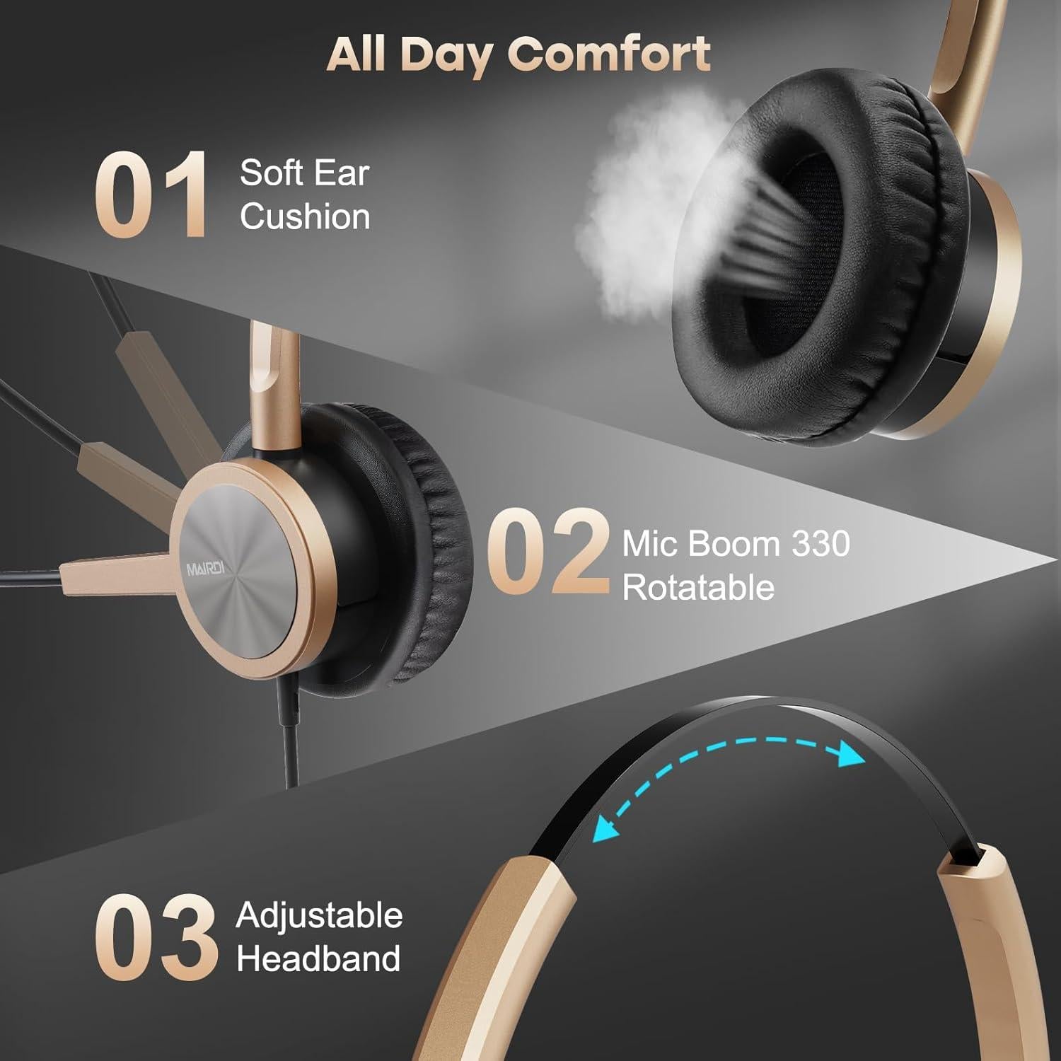 Auricular de Teléfono MAIRDI con RJ9 y Jack 3.5mm - Sonido HD