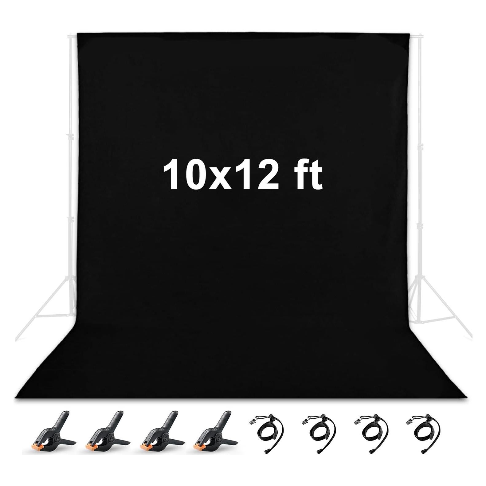 Fondo Negro 3x3.6m MOUNTDOG para Fotografía y Video con Clips