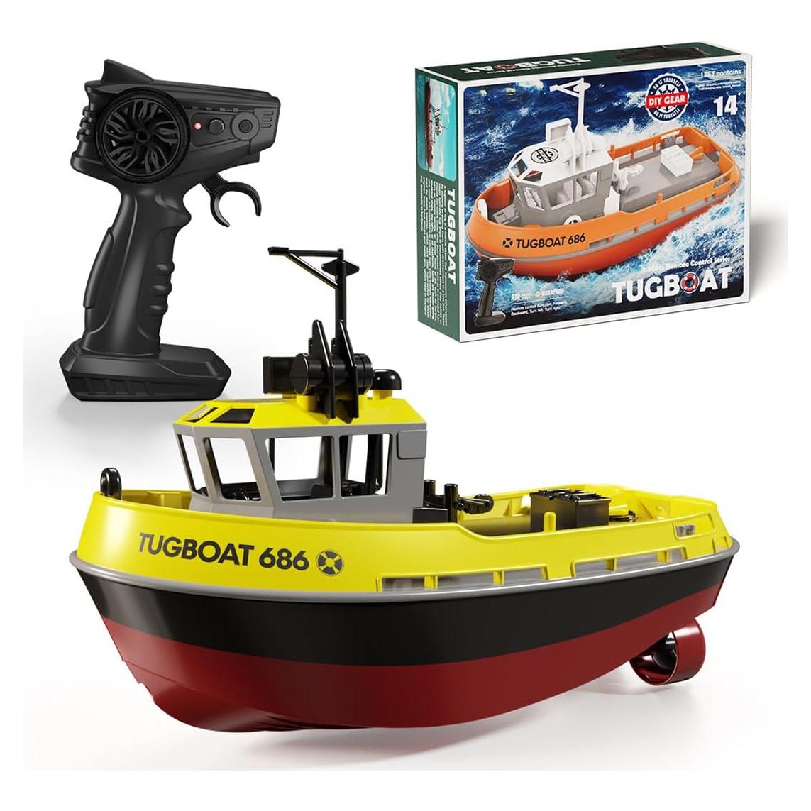 Barco RC Remolcador Weendiypty 2.4GHz Amarillo 15 km/h