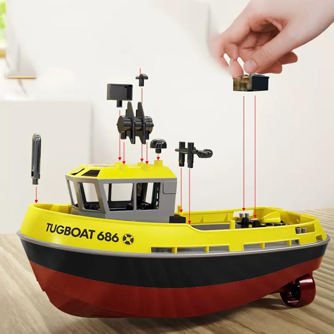 Barco RC Remolcador Weendiypty 2.4GHz Amarillo 15 km/h