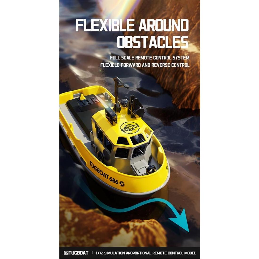 Barco RC Remolcador Weendiypty 2.4GHz Amarillo 15 km/h