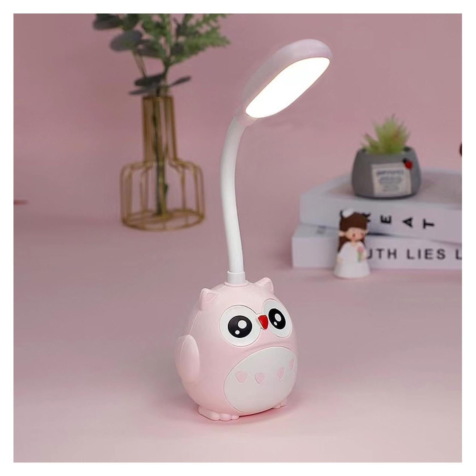 Lámpara de Escritorio LED Genyerl Búho Rosa Plegable USB