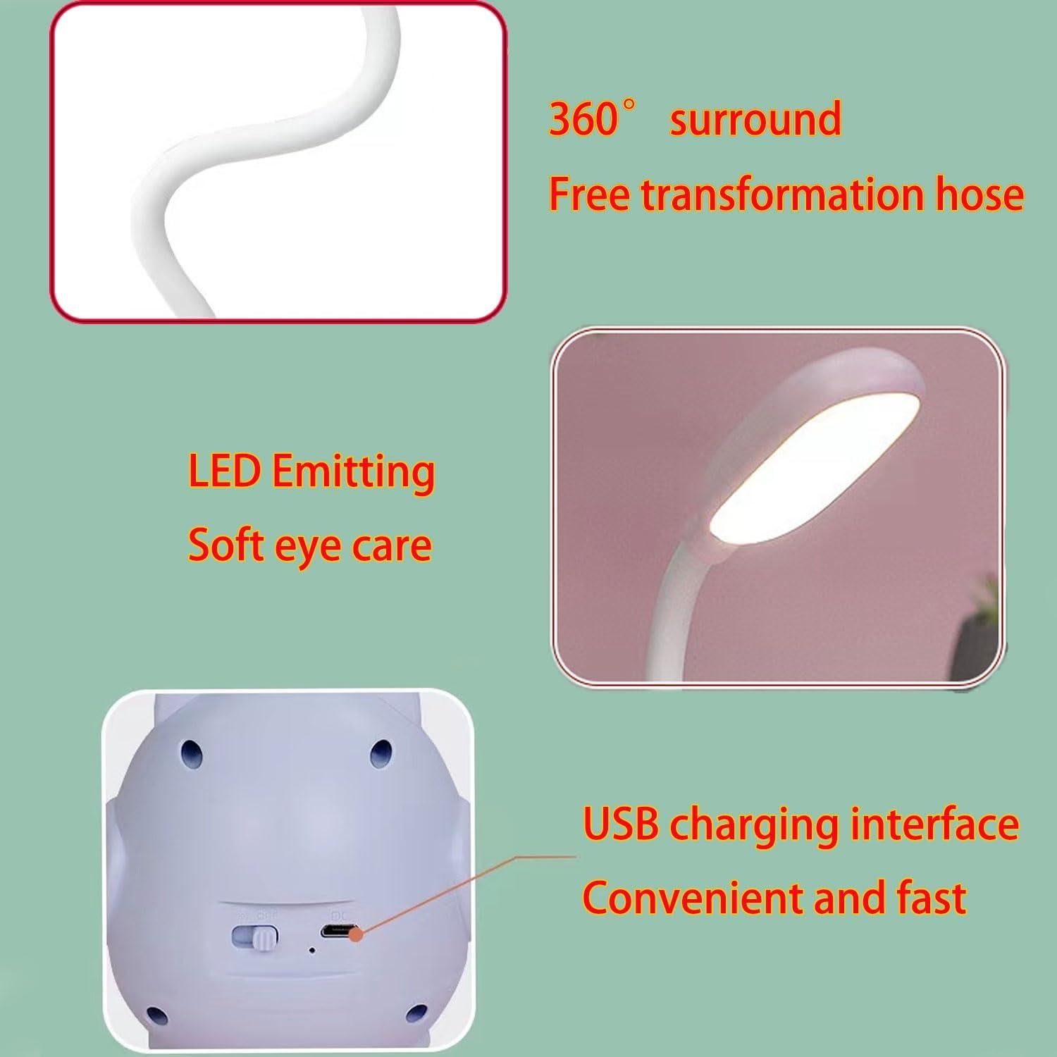 Lámpara de Escritorio LED Genyerl Búho Rosa Plegable USB