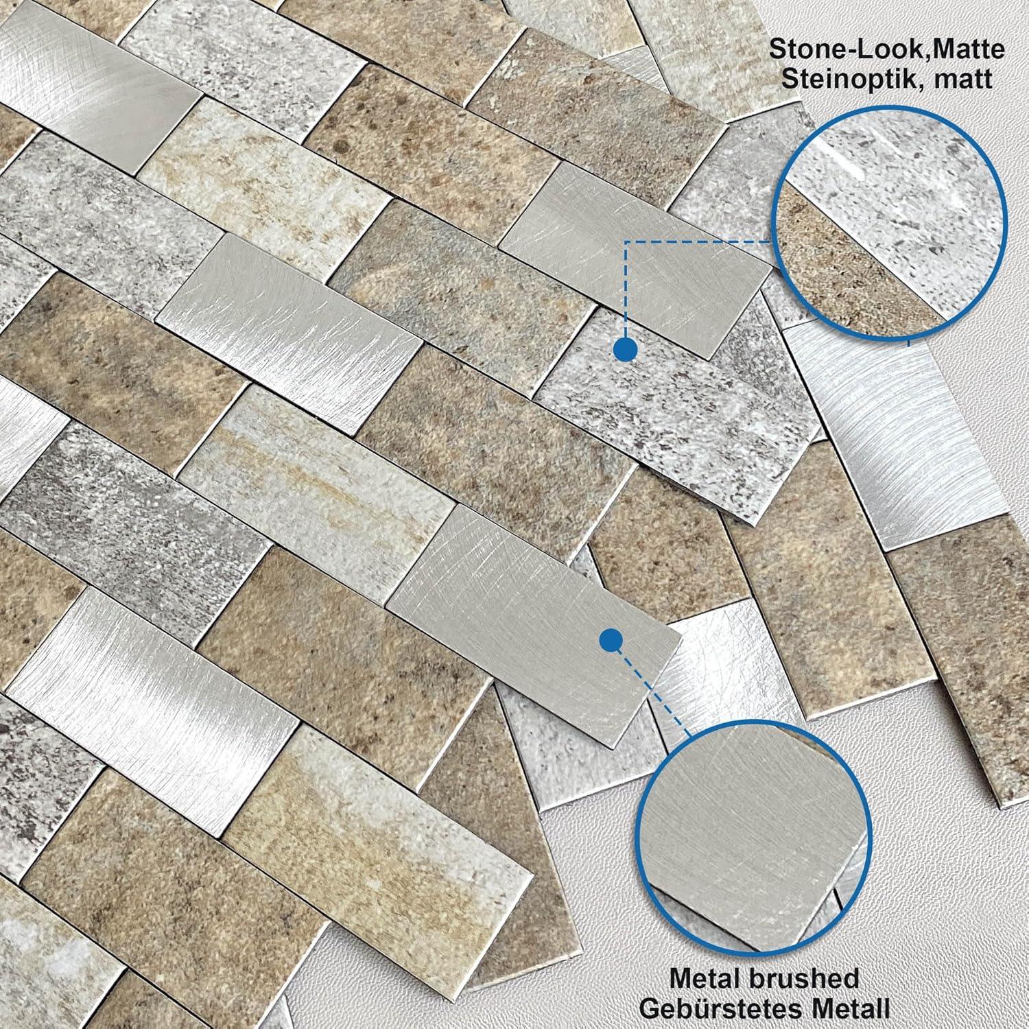 Azulejos autoadhesivos M MOFIT 5 hojas ladrillo marrón 3D