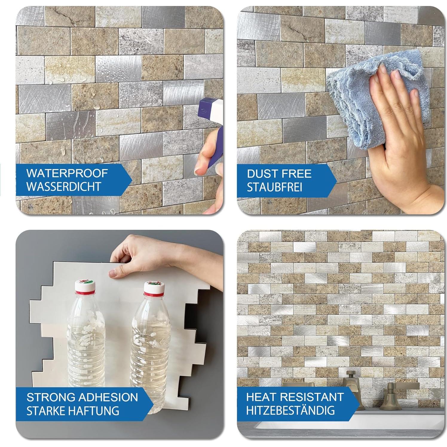 Azulejos autoadhesivos M MOFIT 5 hojas ladrillo marrón 3D