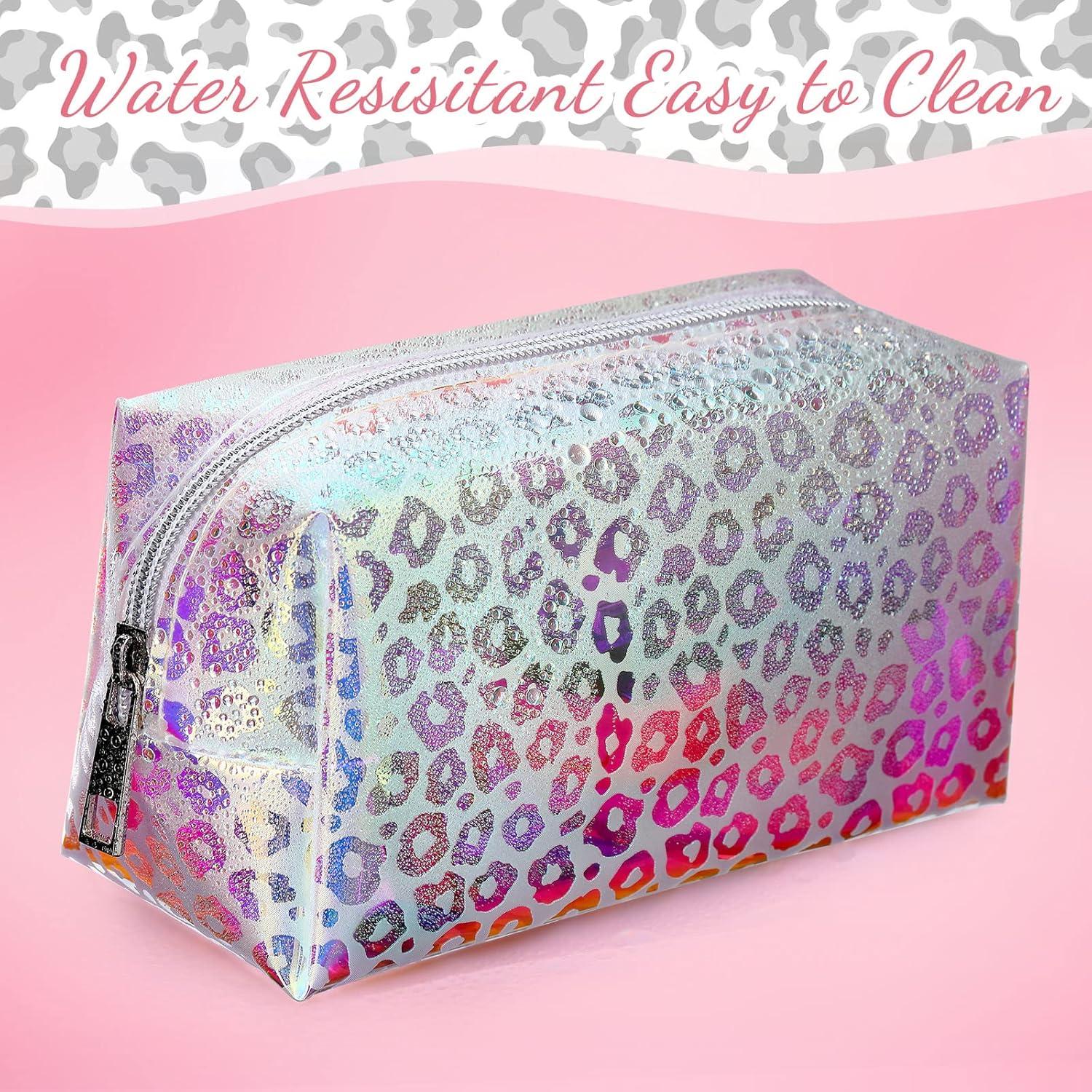 Bolsa de Maquillaje Holográfica Boao 2 Pcs Leopardo 16x8.5x9cm