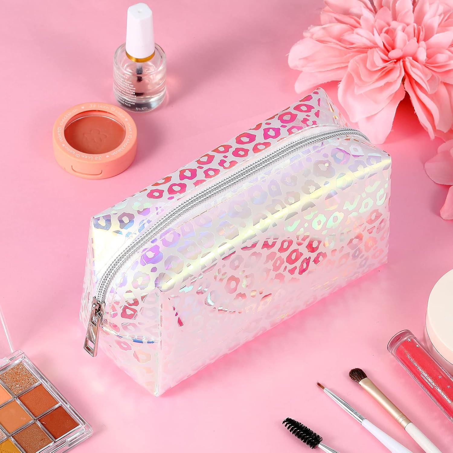 Bolsa de Maquillaje Holográfica Boao 2 Pcs Leopardo 16x8.5x9cm