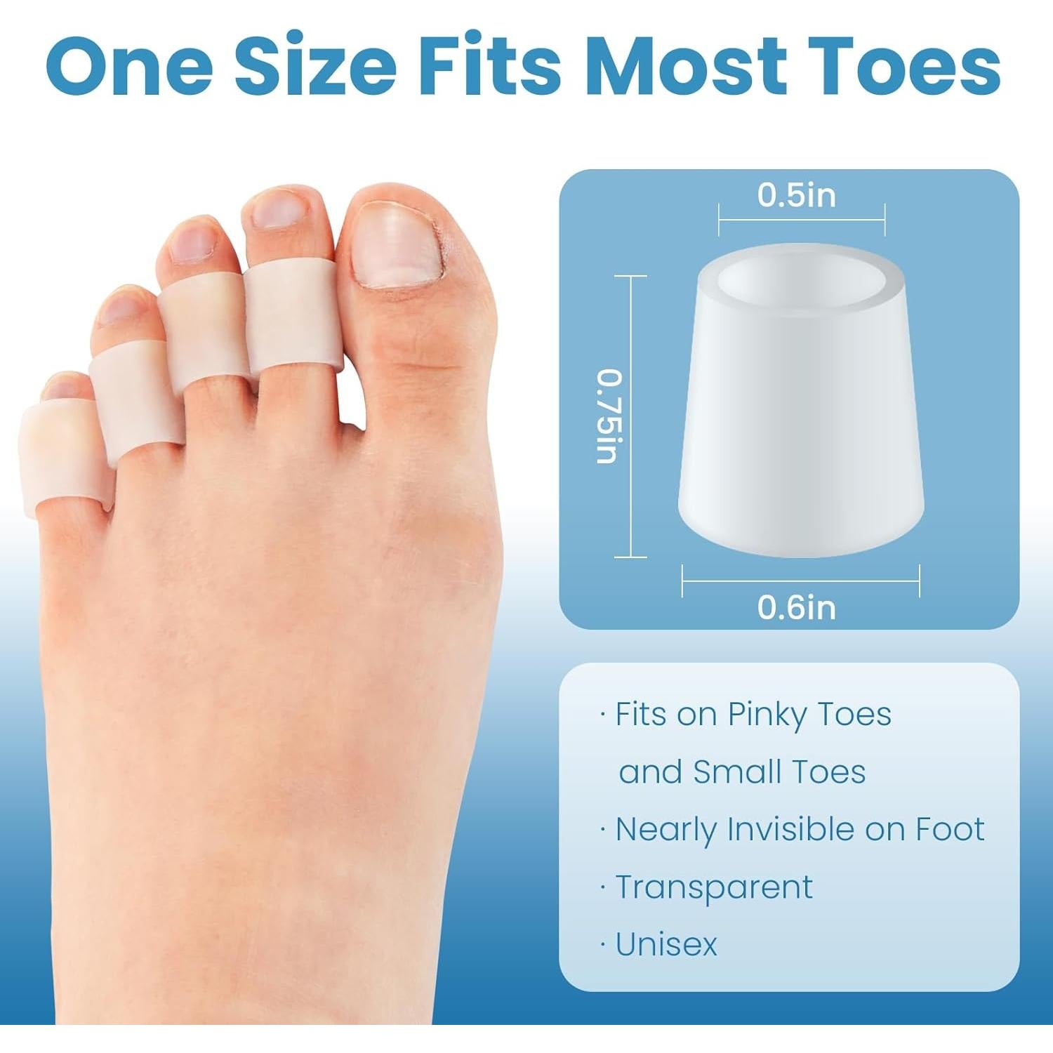 Fundas Transparentes para Dedo Meñique JKcare - 12 Almohadillas de Silicona