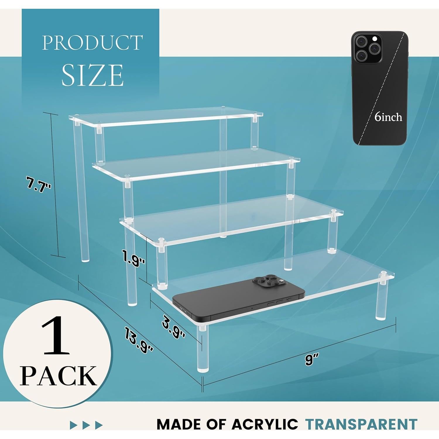 Soporte Acrílico para Exhibición Hmdivor 4 Niveles 25 cm