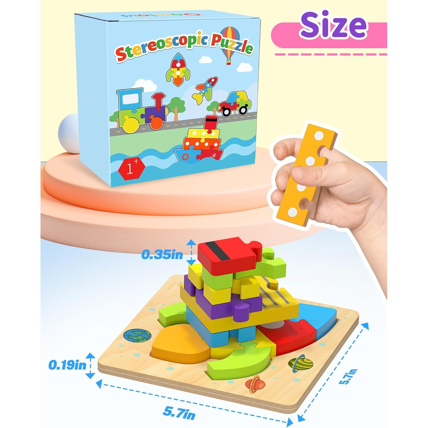 Rompecabezas de Madera Oomloid 6 Vehículos Montessori 1-3 Años