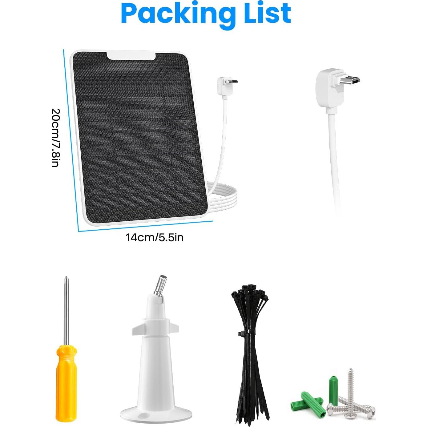 Cargador Solar Fohoa 5W para Cámara Arlo Essential con Soporte