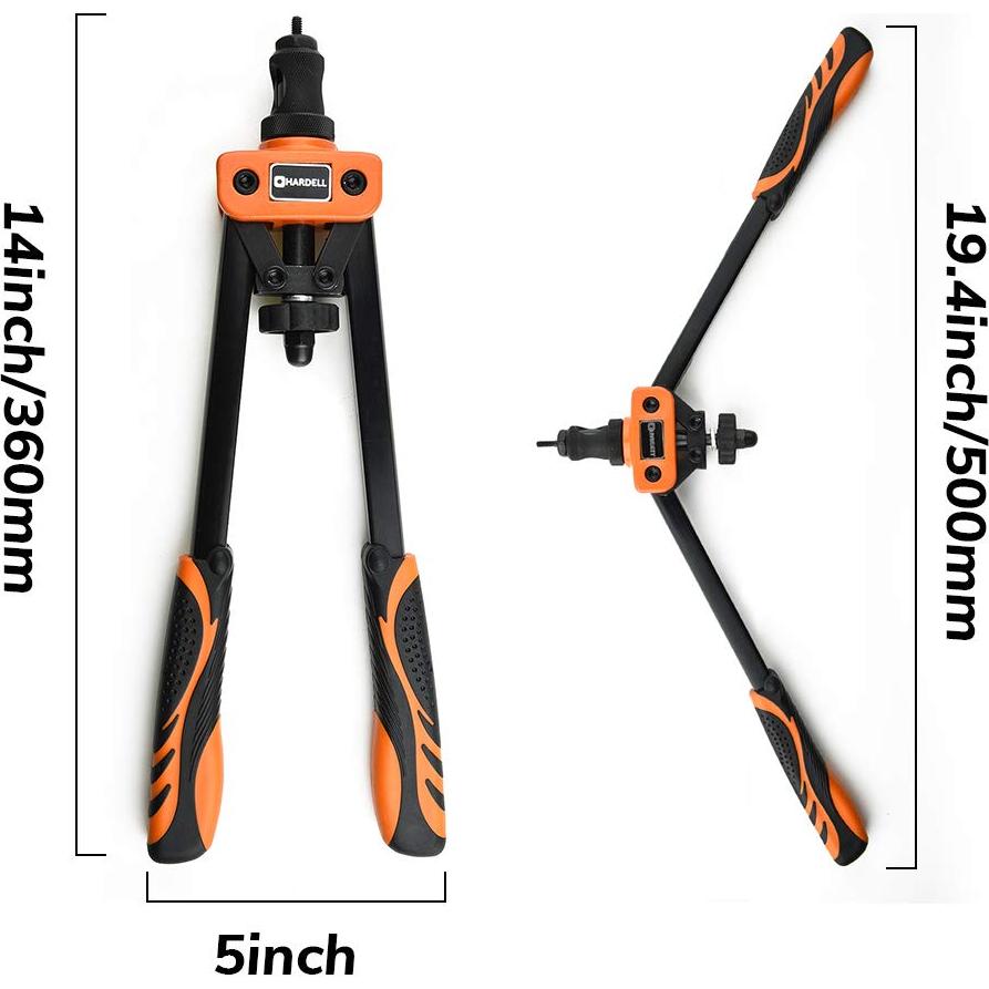 Herramienta de Tuerca Remachada HARDELL 14" con 100 Tuercas y 7 Mandriles