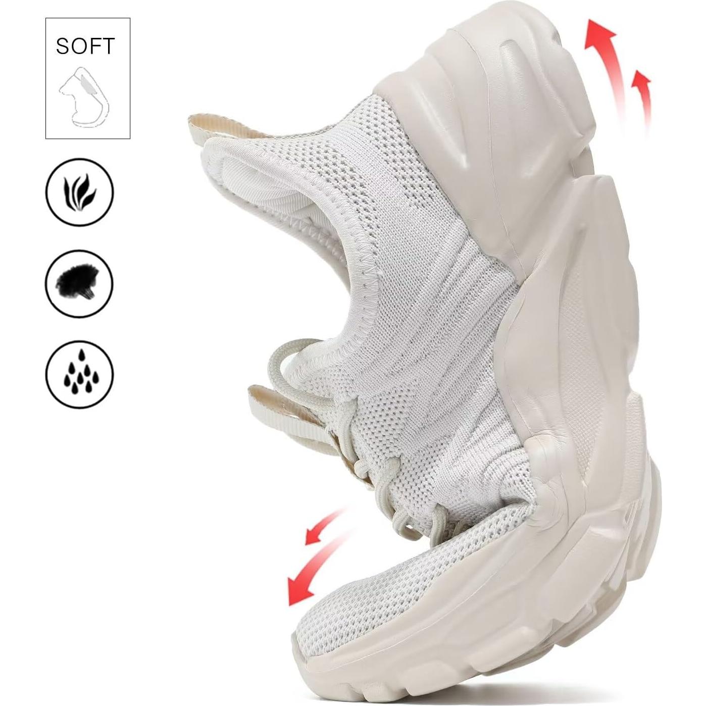 Zapatillas de Correr para Mujeres Slip-on Ligeras Beige