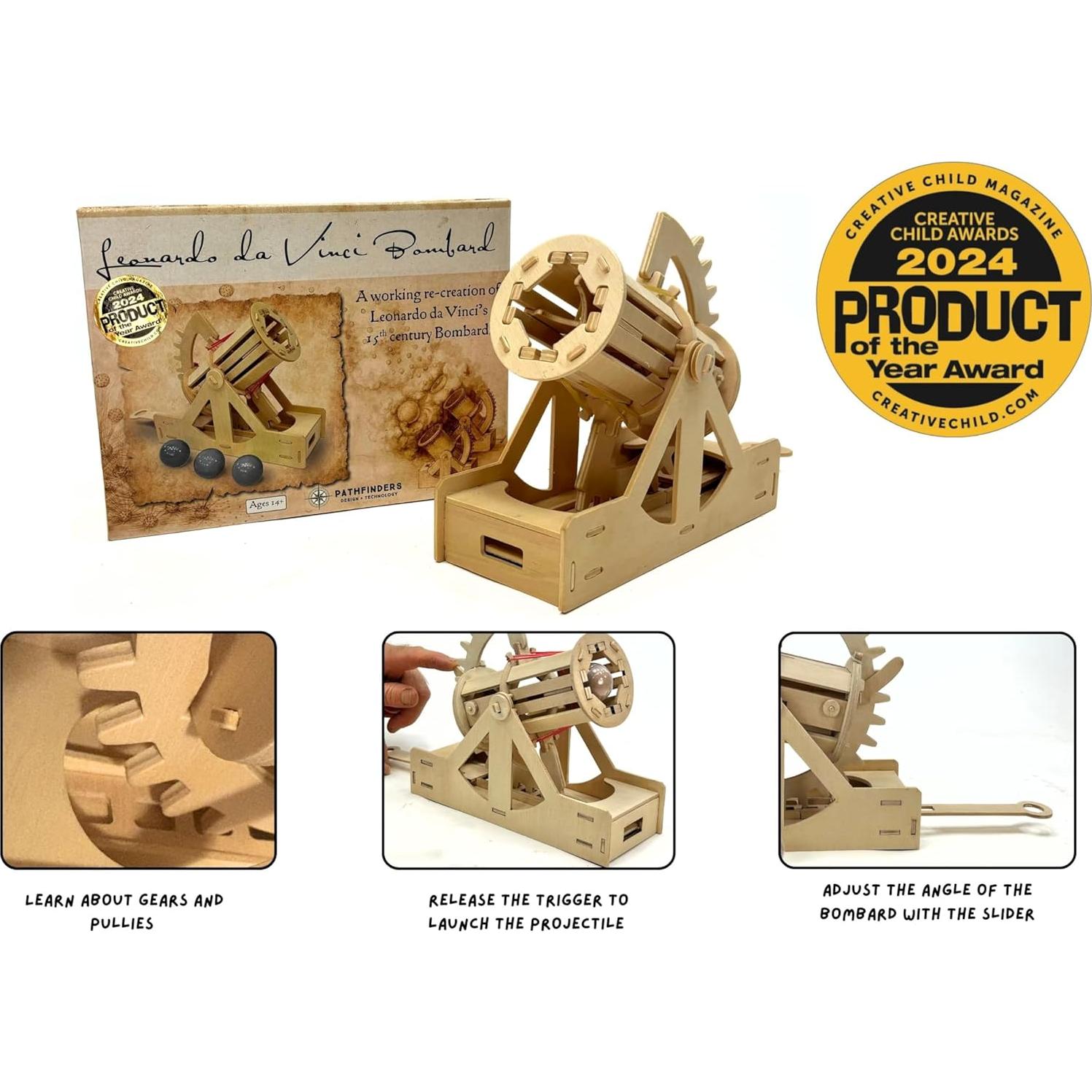 PATHFINDERS STEM Kit – Leonardo da Vinci Bombard Cannon | Science Kits for Kids Age 12-14 | stem Age 12-14 Physics Toys | Kids Engineering kit