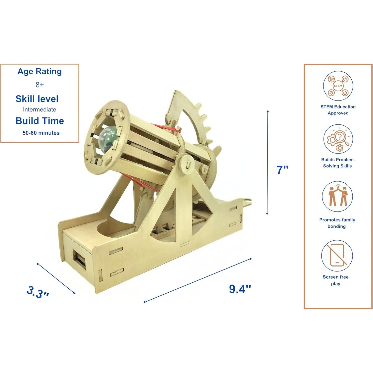 PATHFINDERS STEM Kit – Leonardo da Vinci Bombard Cannon | Science Kits for Kids Age 12-14 | stem Age 12-14 Physics Toys | Kids Engineering kit