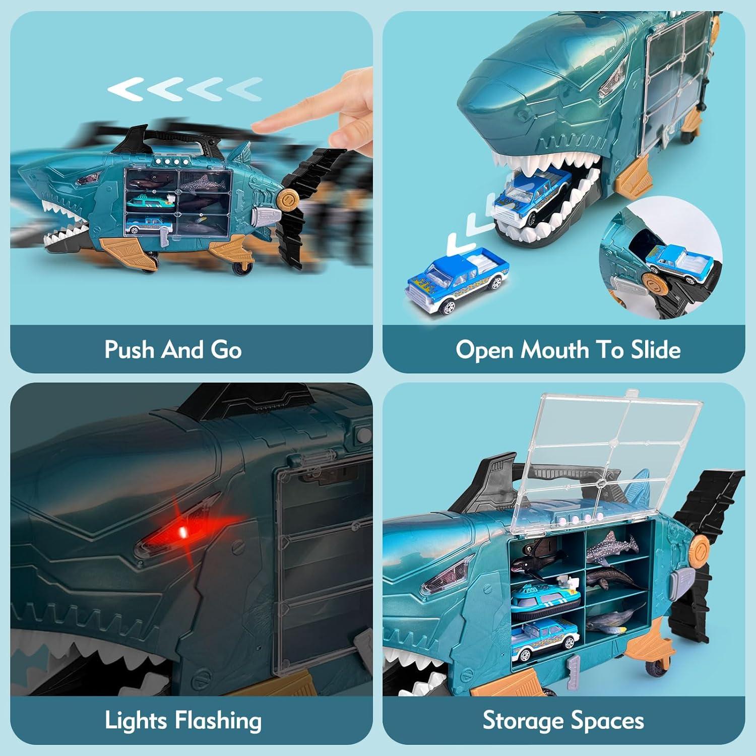 Juguete de camión tiburón LY con 18 animales marinos