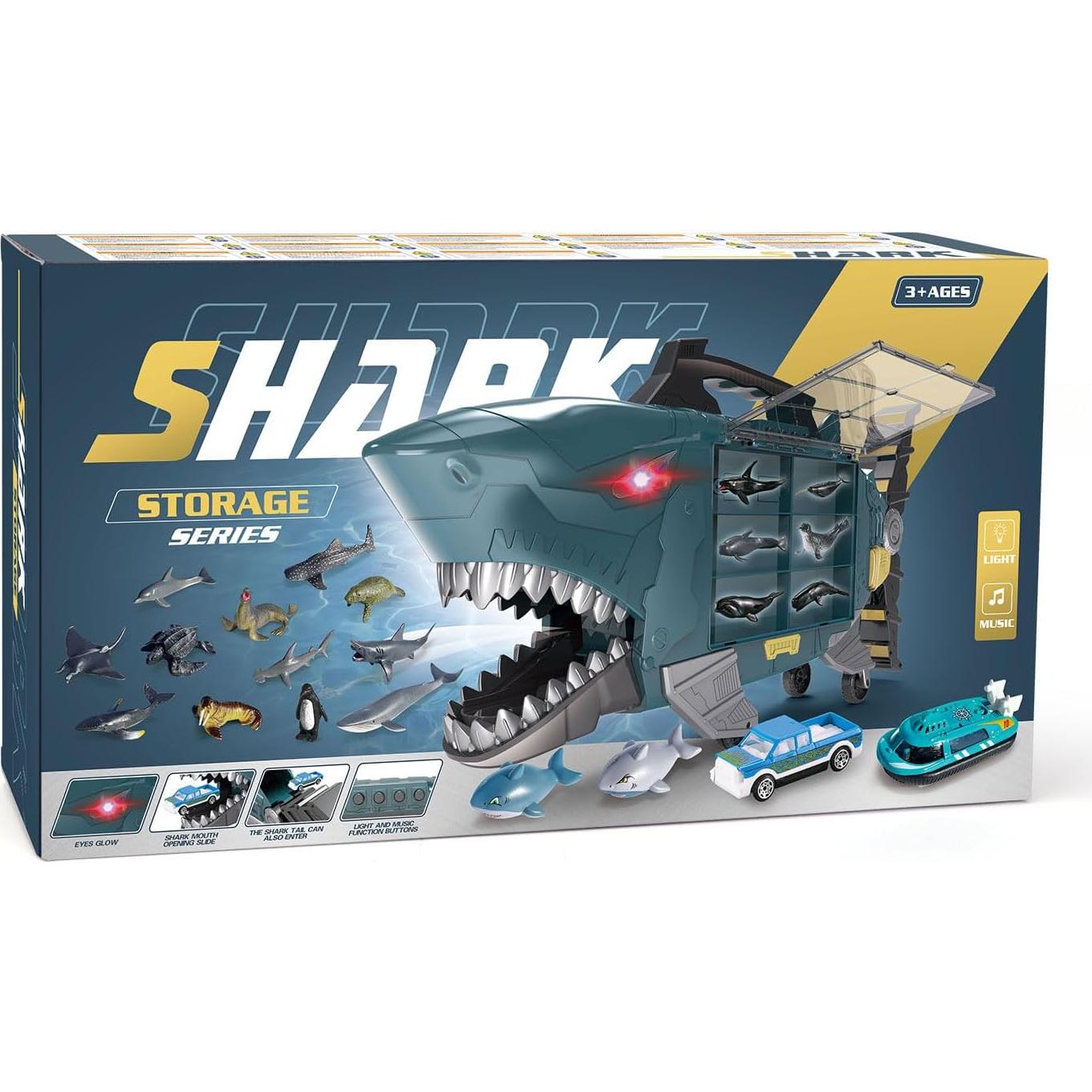 Juguete de camión tiburón LY con 18 animales marinos