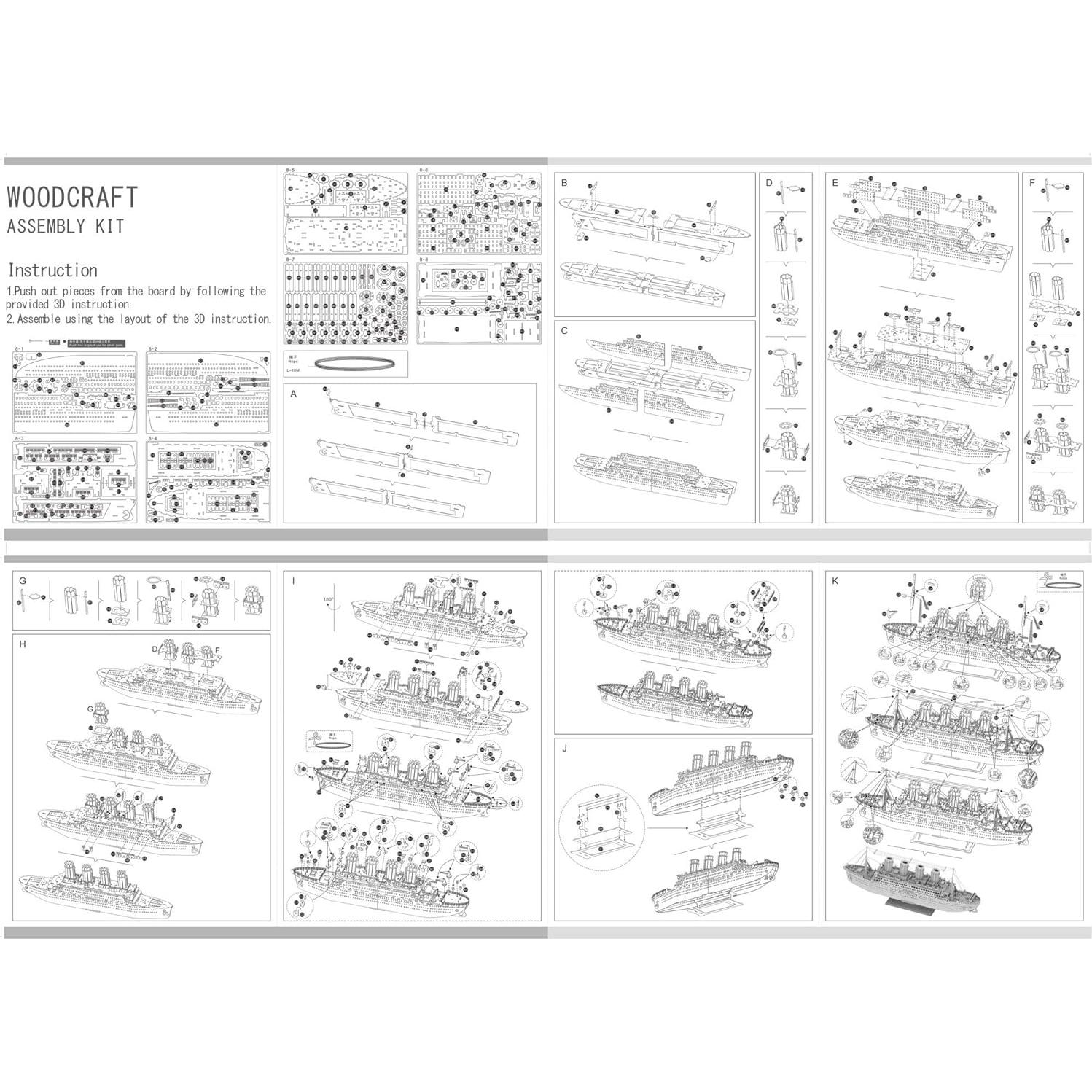 Puzzle 3D Titanic Bitopbi de Madera 371 Piezas Grande