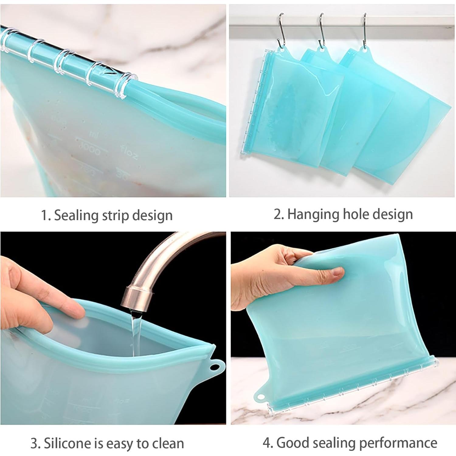 Bolsas de Almacenamiento de Alimentos Silicona WINDSIUUU 3 Pzas