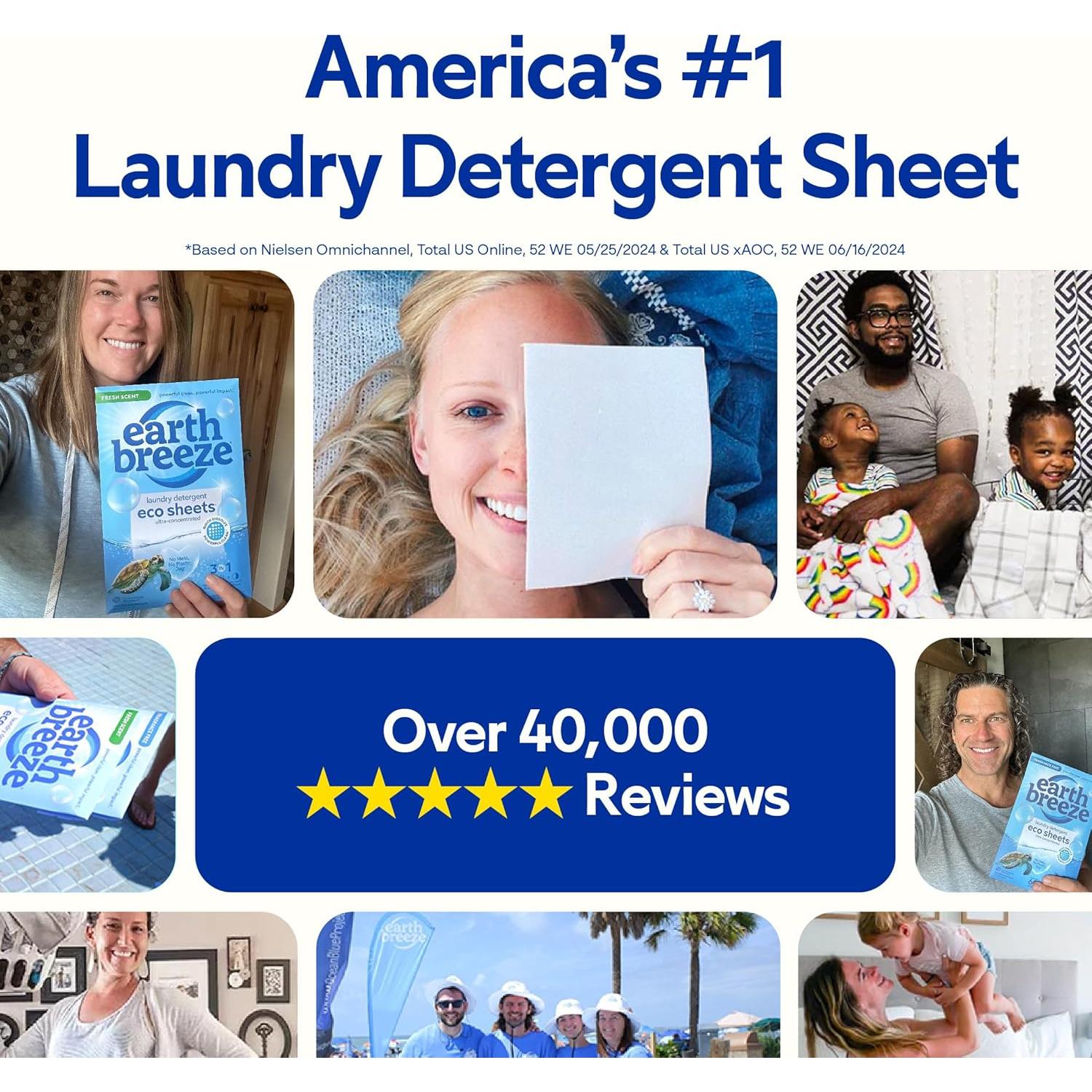 Hojas de detergente para ropa Earth Breeze sin fragancia - 60 cargas