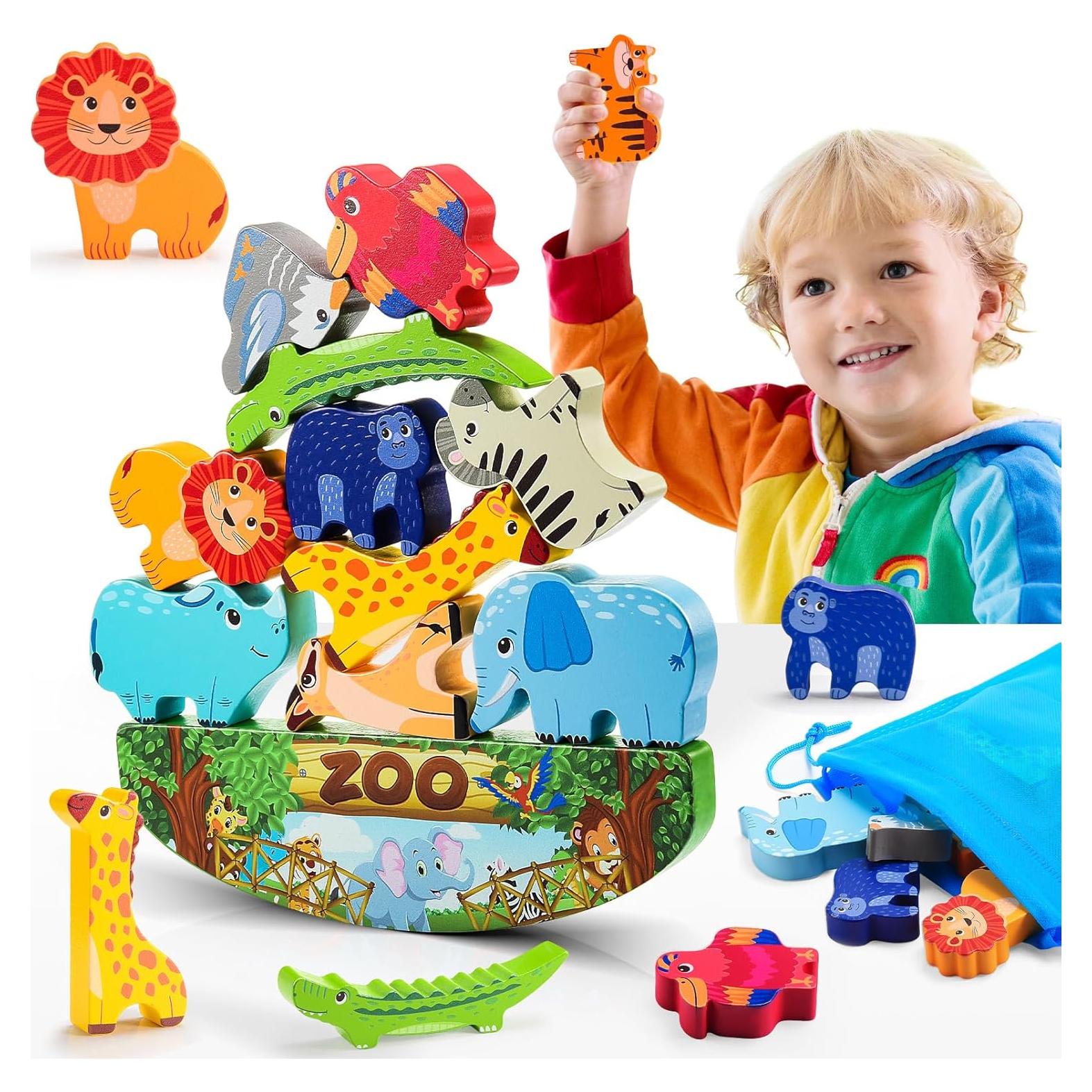 Juguete Montessori de Apilamiento de Animales IPORUP 26x18 cm