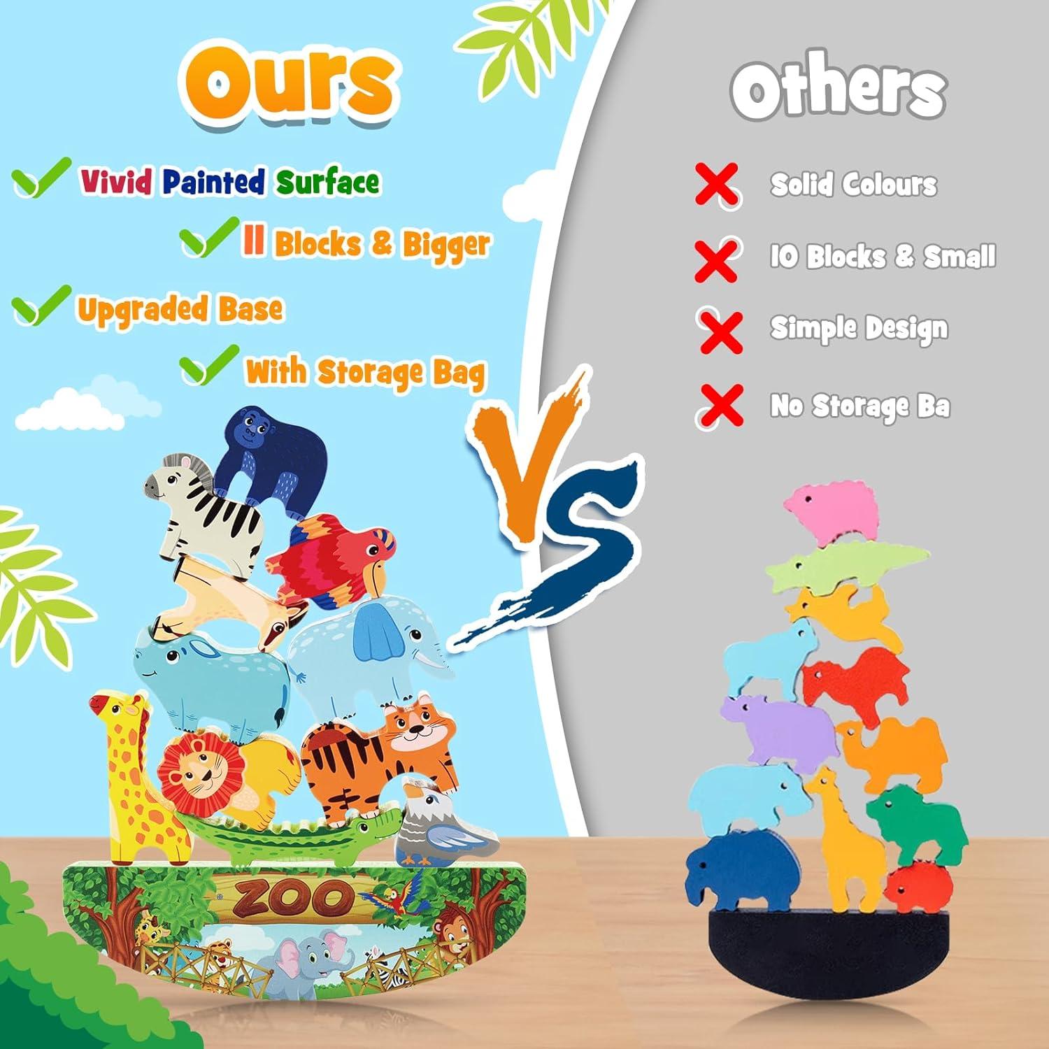 Juguete Montessori de Apilamiento de Animales IPORUP 26x18 cm