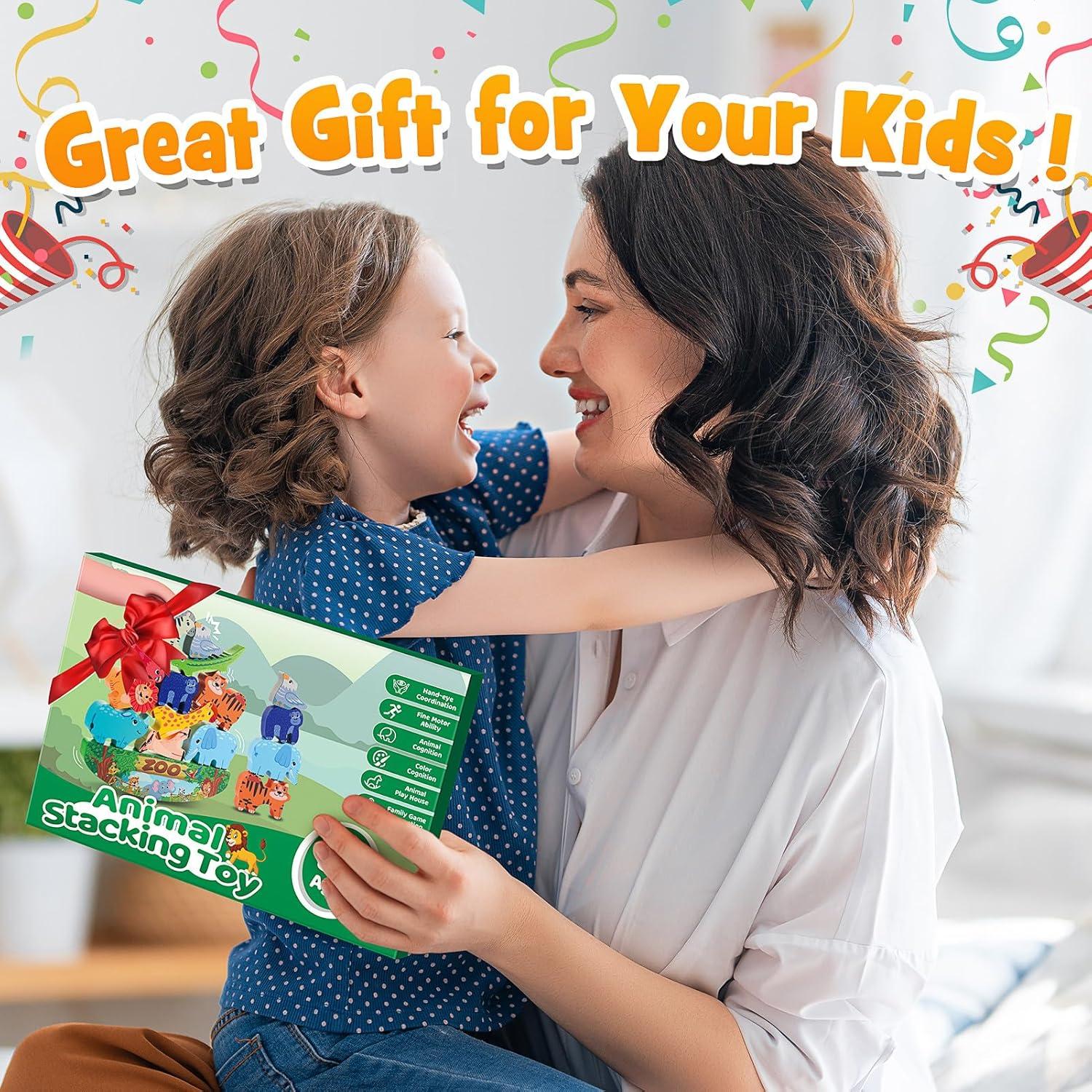 Juguete Montessori de Apilamiento de Animales IPORUP 26x18 cm